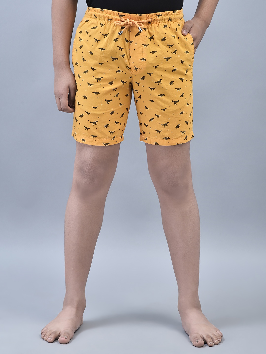 

Crimsoune Club Boys Mid-Rise Conversational Printed Pure Cotton Loung Shorts, Orange