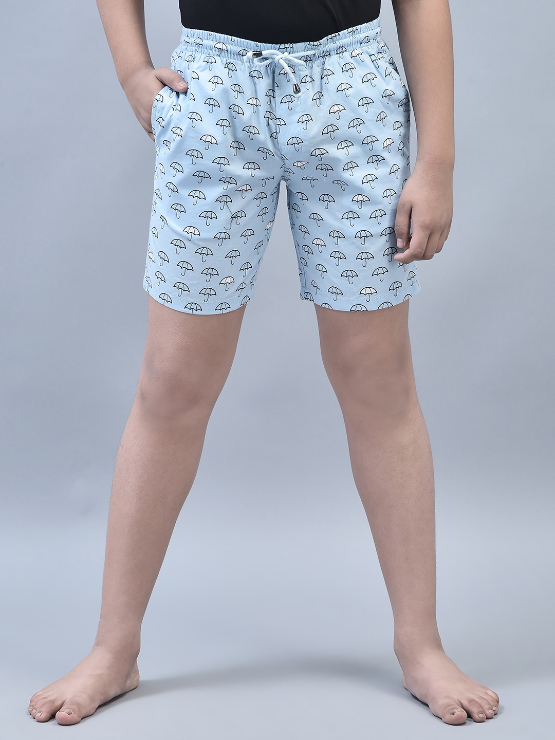 

Crimsoune Club Boys Conversational Printed Mid-Rise Pure Cotton Lounge Shorts, Blue