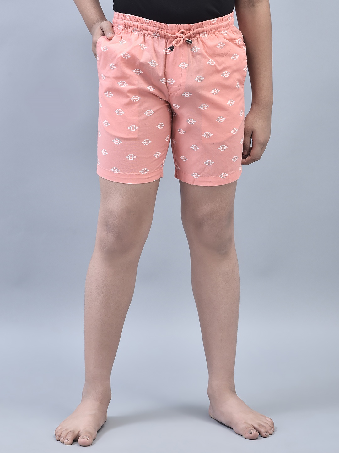 

Crimsoune Club Boys Conversational Printed Pure Cotton Shorts, Peach