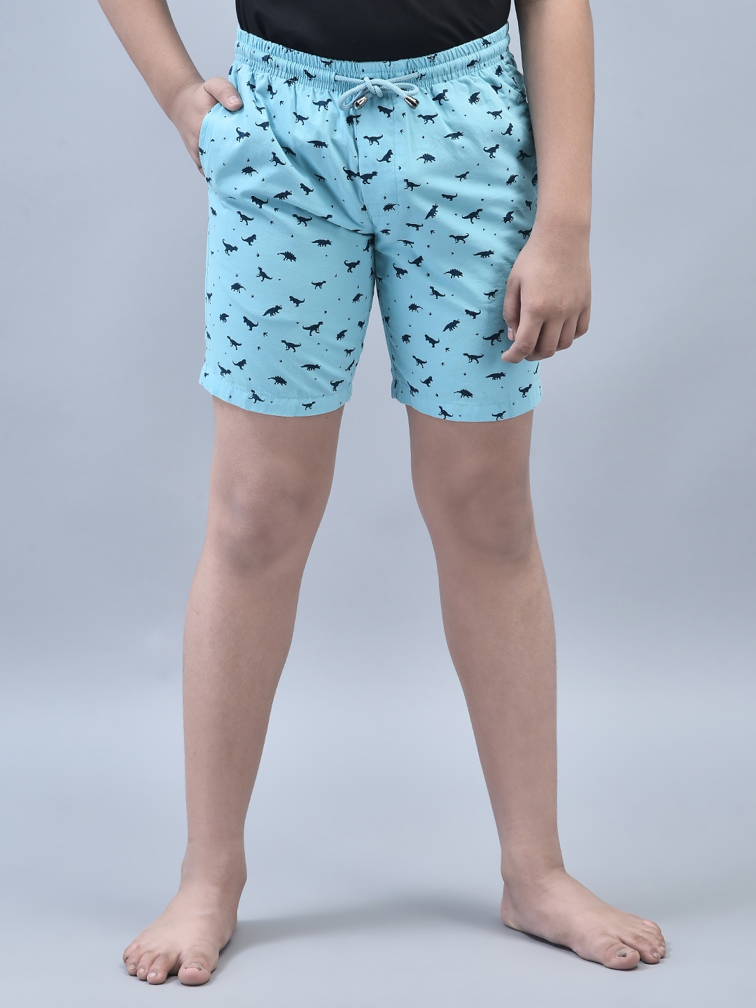 

Crimsoune Club Boys Mid-Rise Conversational Printed Pure Cotton Loung Shorts, Blue