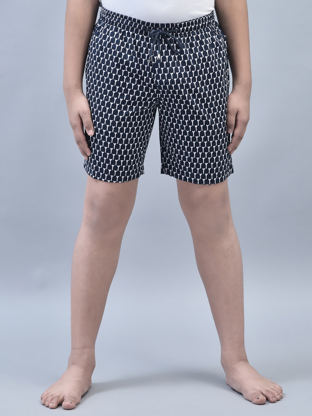 

Crimsoune Club Boys Mid-Rise Printed Pure Cotton Loung Shorts, Navy blue