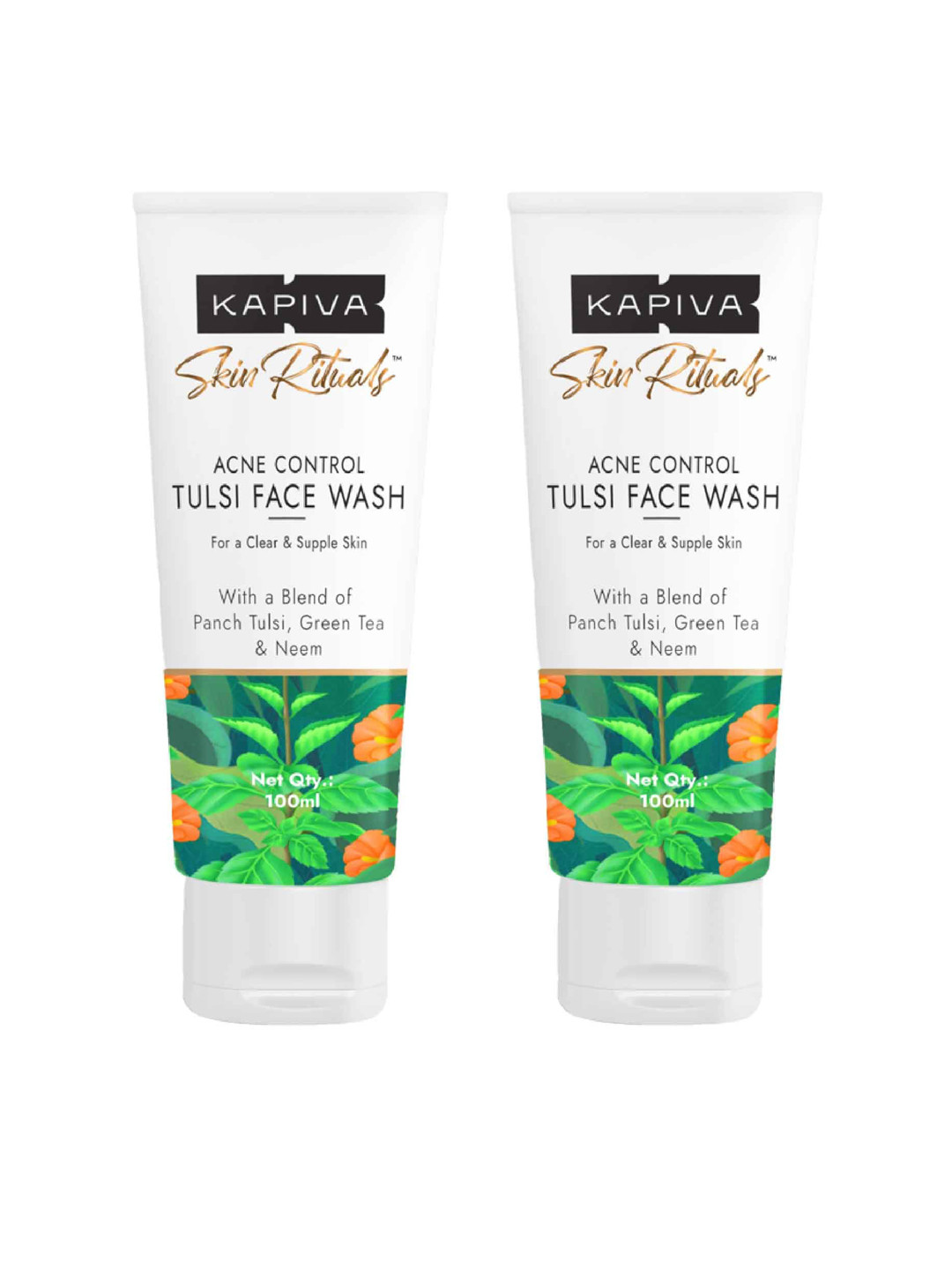 

Kapiva Skin Rituals Set Of 2 Acne Control Tulsi Face Wash For Clear Skin - 100ml Each, White