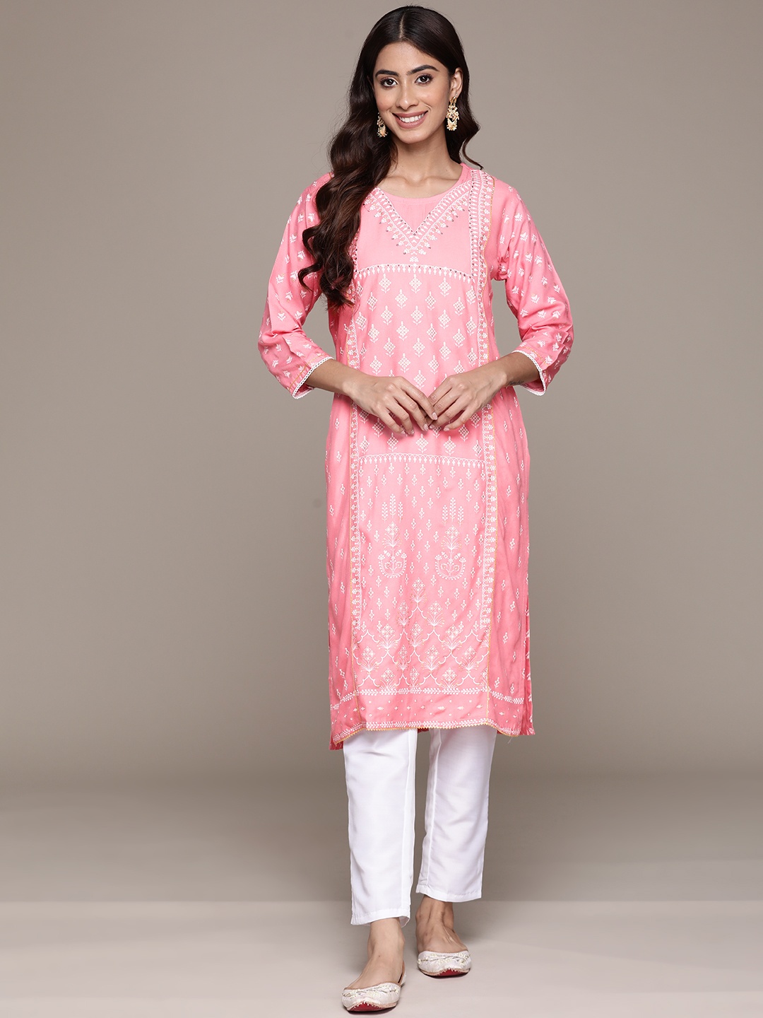 

Anubhutee Ethnic Motifs Printed Kurta, Pink