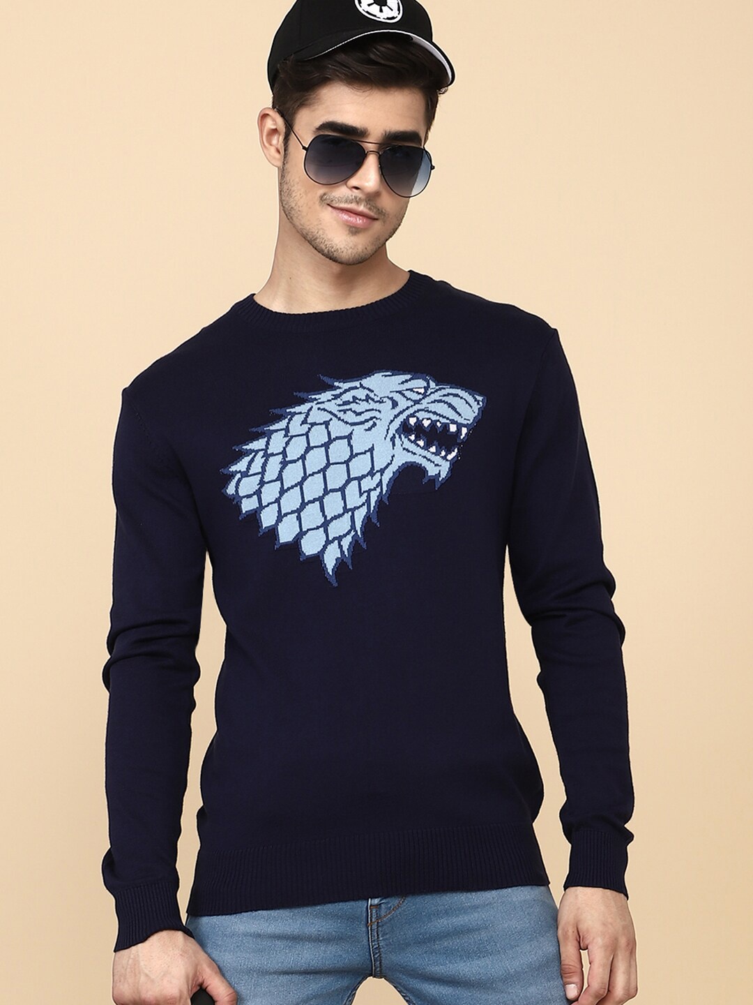

Free Authority Game Of Thrones Graphic Printed Cotton Sweater, Navy blue