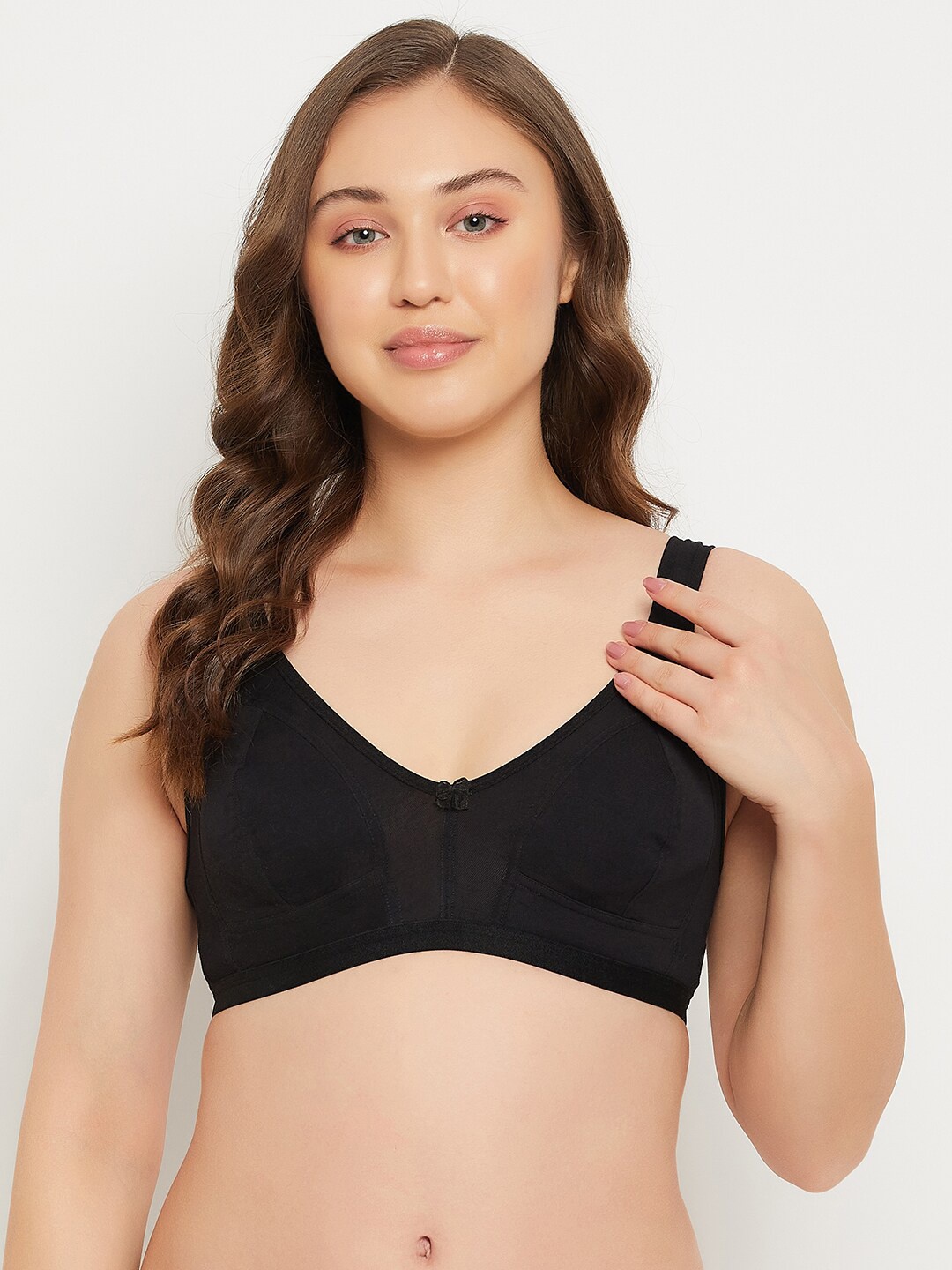 

Clovia Black Full Coverage Rapid-Dry Non Padded Cotton Everyday Bra With All Day Comfort