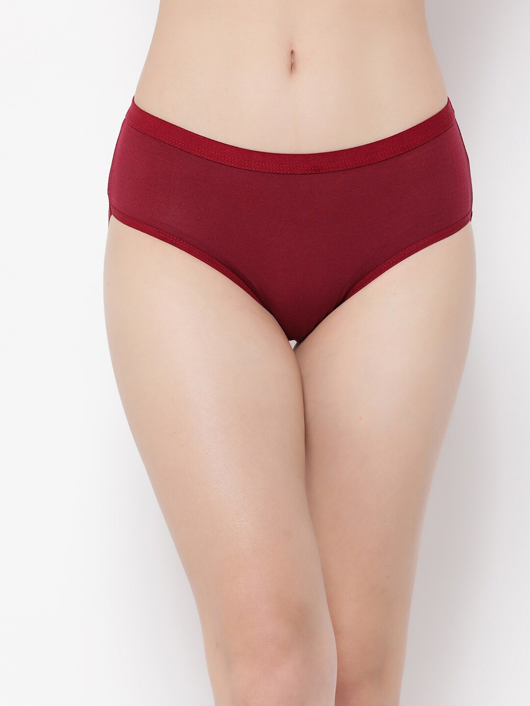 

Clovia Mid-Rise Outer Elastic Hipster Briefs, Maroon