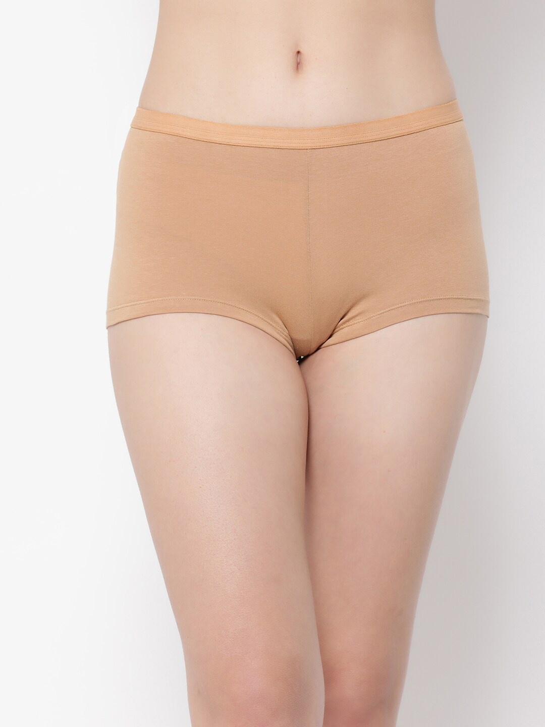 

Clovia Women Pure Cotton Mid-Rise Boy Shorts Briefs, Beige