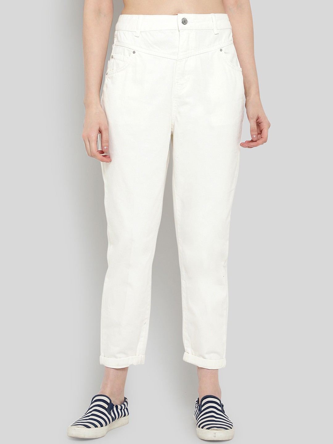 

BAESD Women High-Rise Slim Fit Stretchable Jeans, White