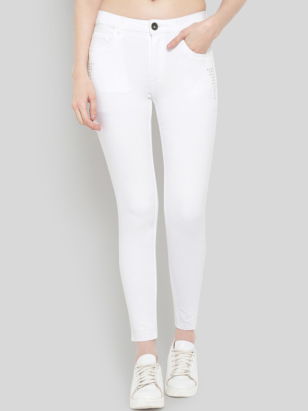 

BAESD Women High-Rise Skinny Fit Stretchable Jeans, White