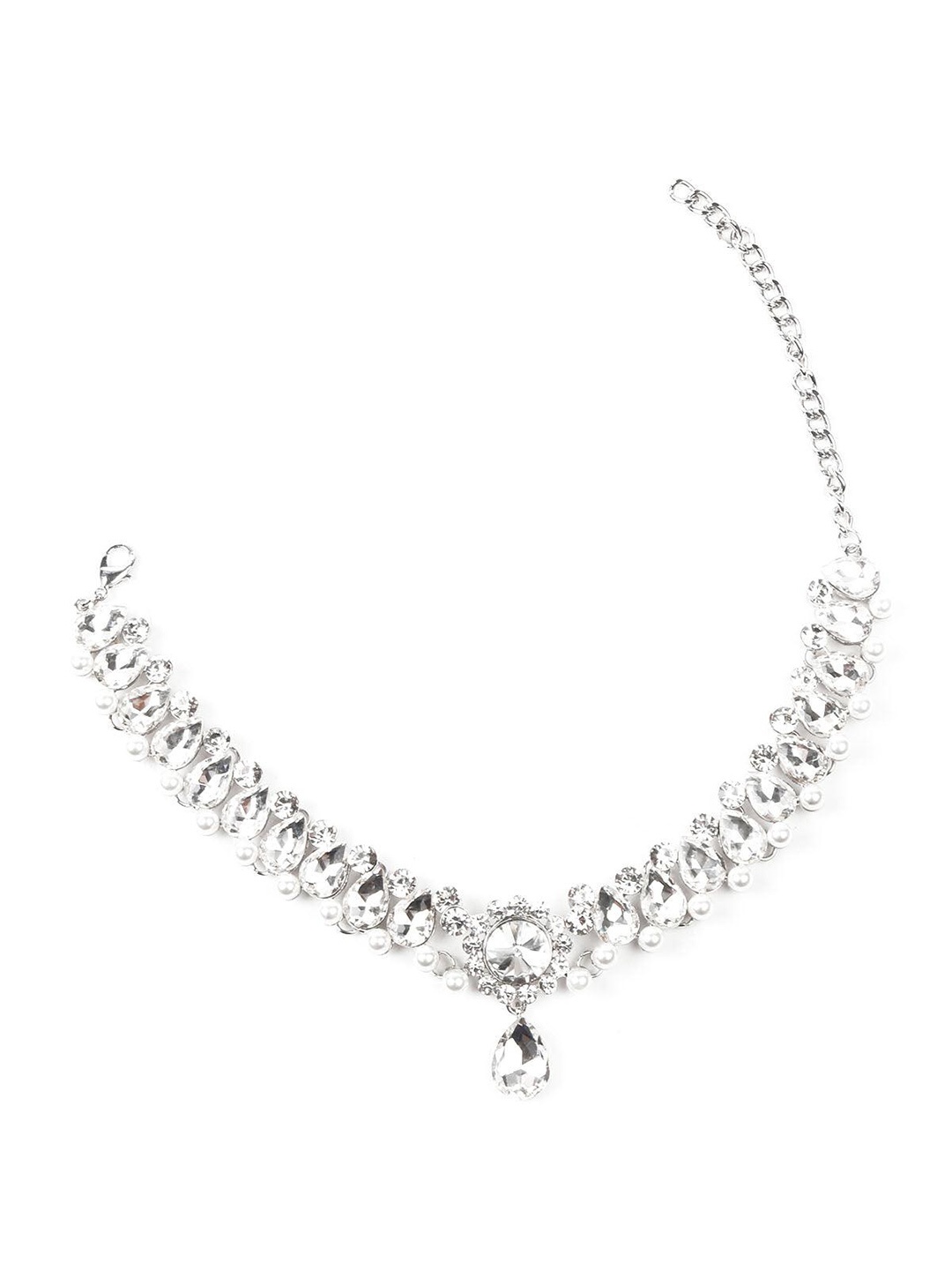 

ODETTE Silver-Plated Stone Studded Choker Necklace
