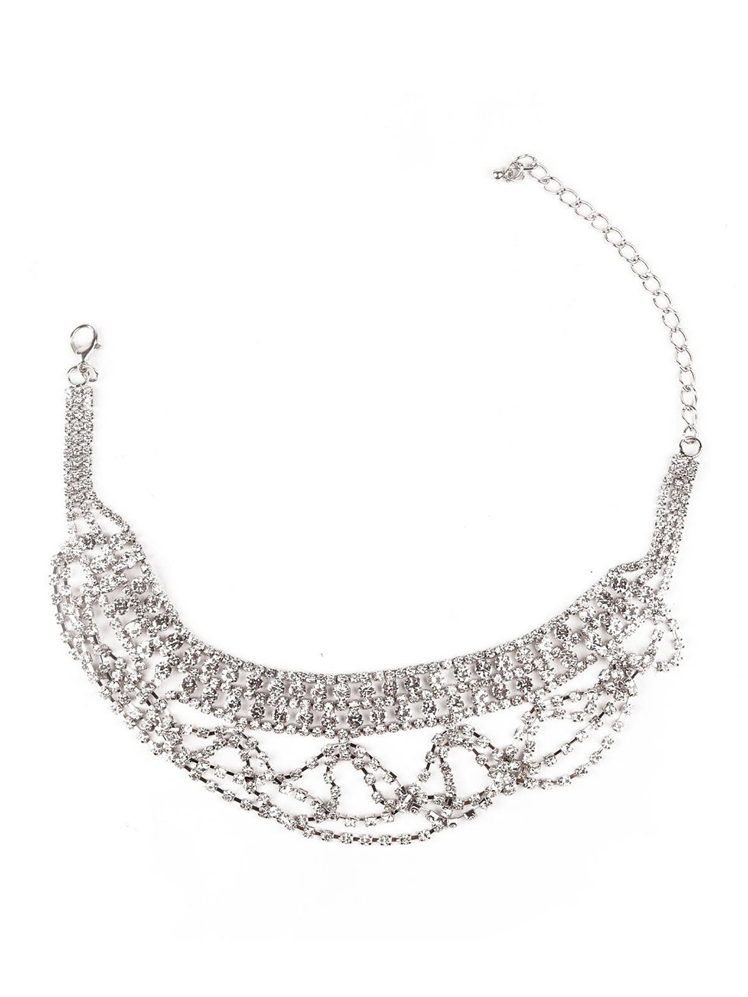 

ODETTE Silver-Plated Stone Studded Choker Necklace