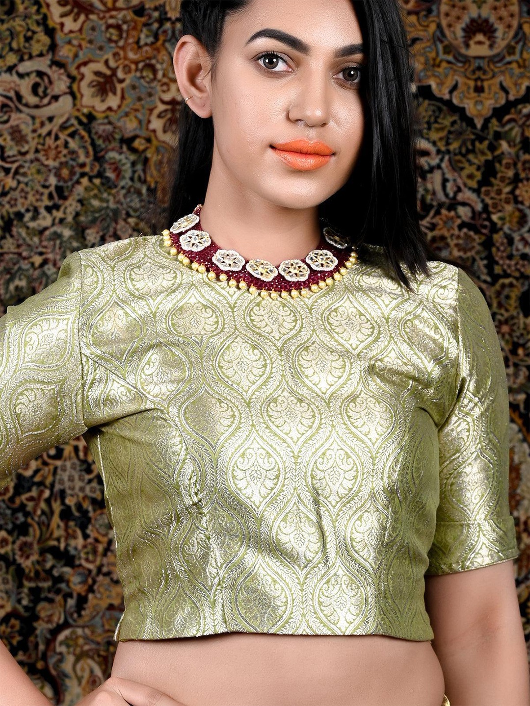 

ODETTE Gold-Plated Kundan-Studded & Pearl Ckoker Necklace
