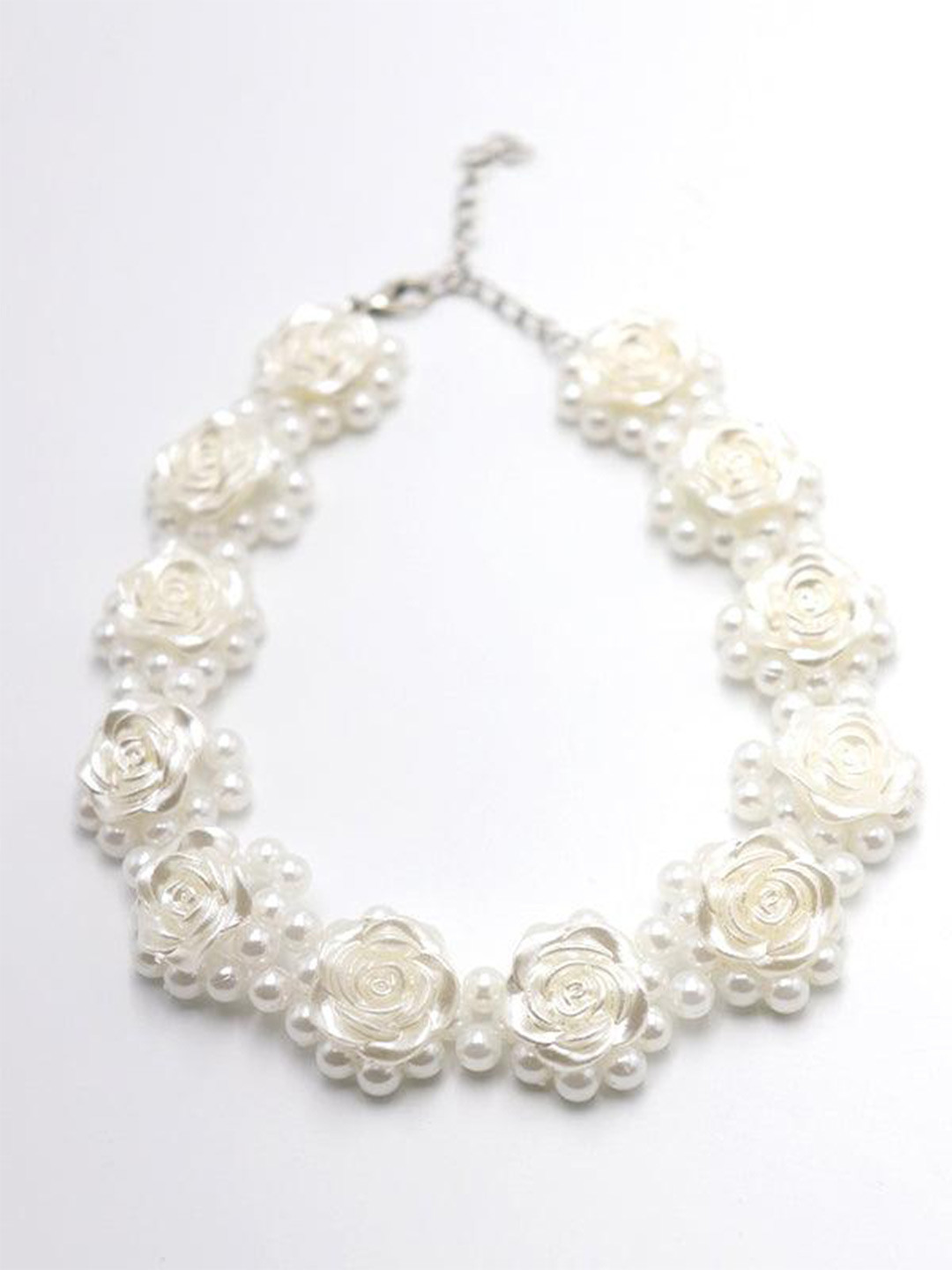 

ODETTE Pearls Beaded Choker Necklace, Silver