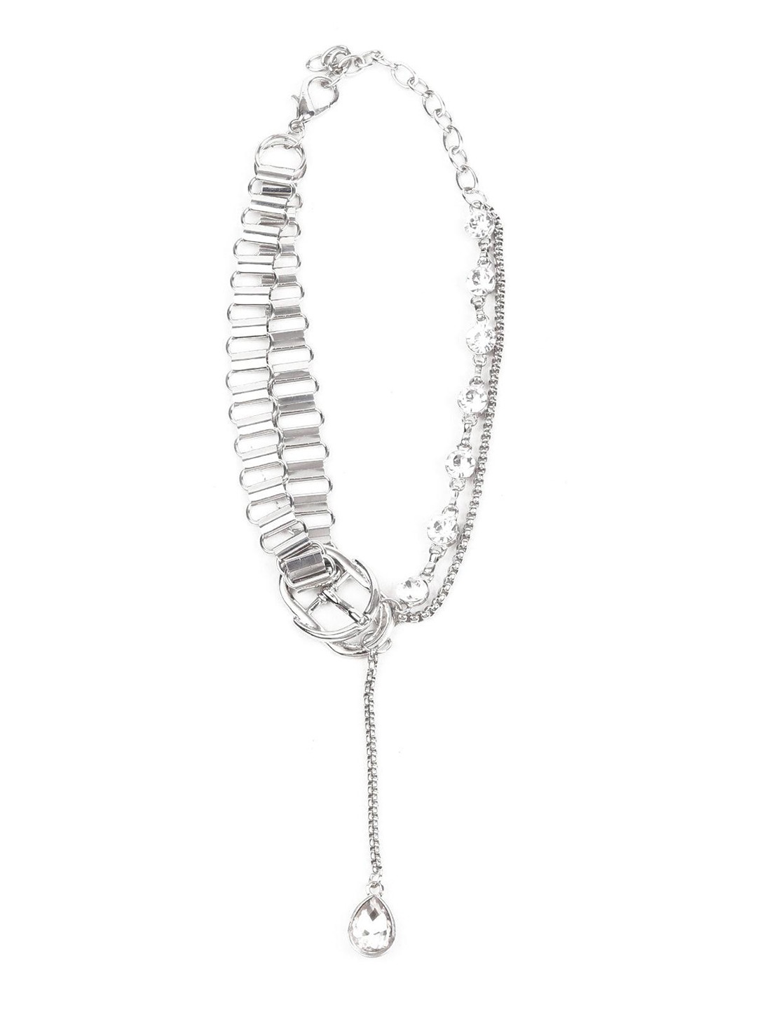 

ODETTE Silver-Plated Stone Studded Necklace