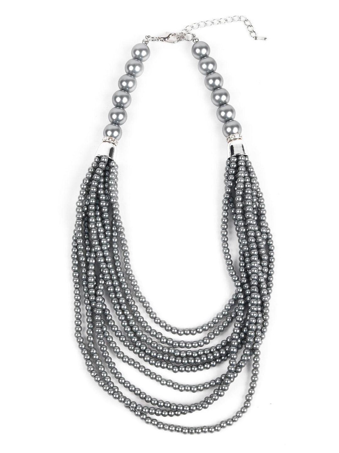 

ODETTE Beaded Layered Necklace, Grey