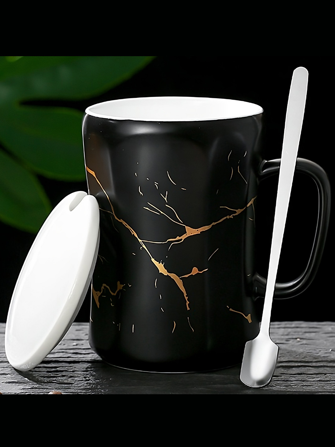 

BonZeaL Black & Black Printed Ceramic Matte Mug 360ml