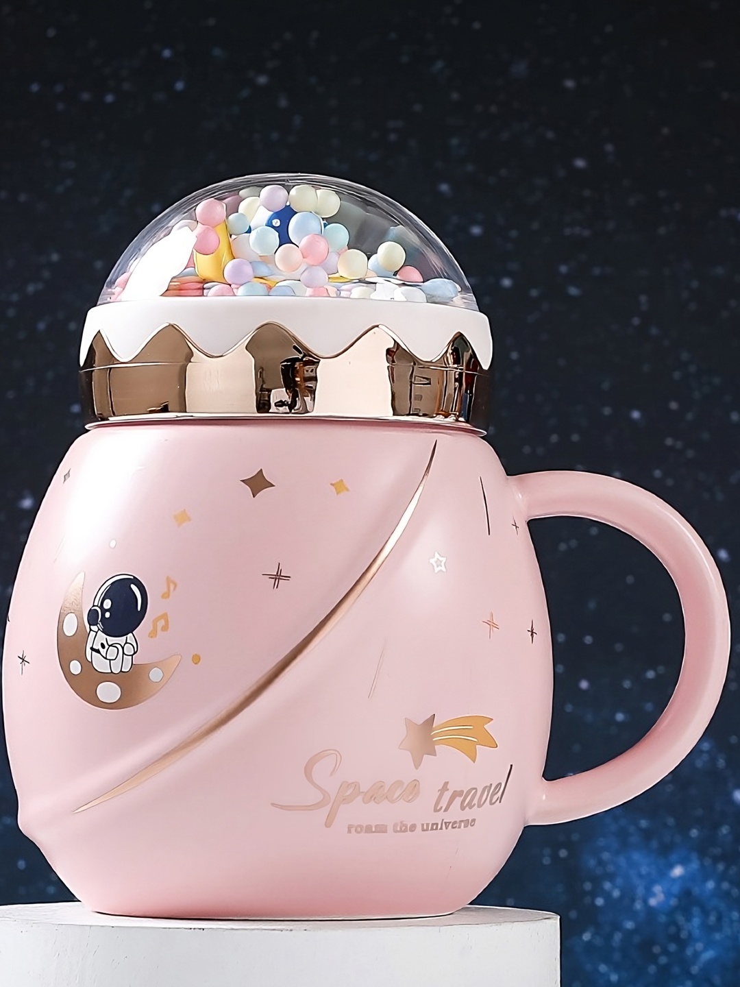 

BonZeaL Pink & Gold-Toned Printed Ceramic Matte Mug 500ml