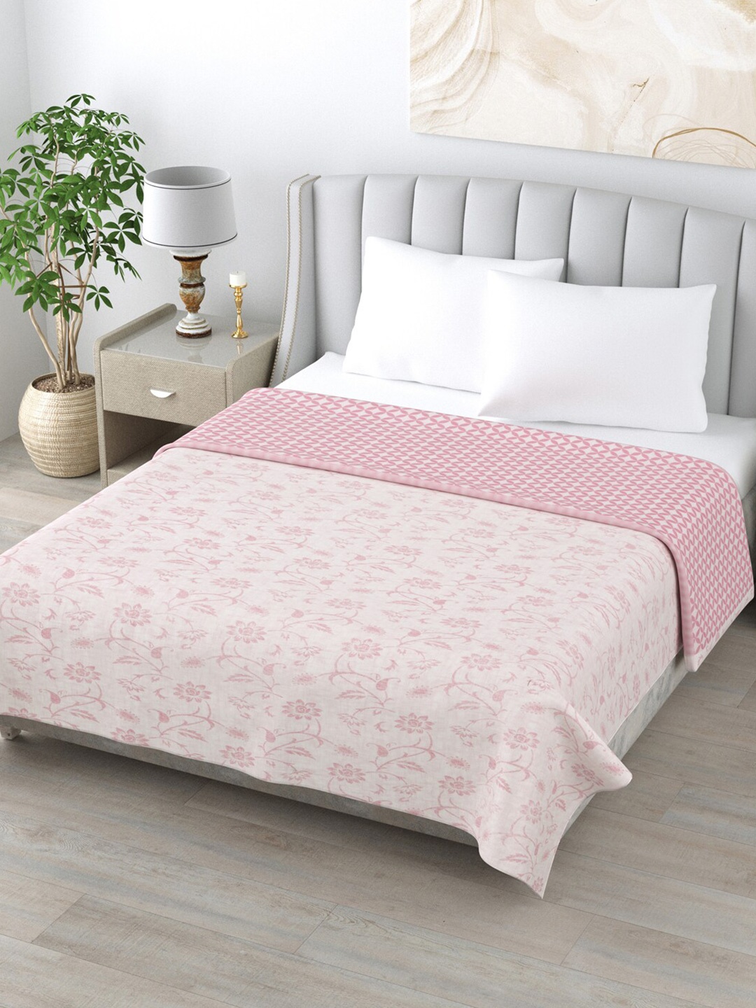 

Home Fresh Pink Floral AC Room 210 GSM Double Bed Dohar