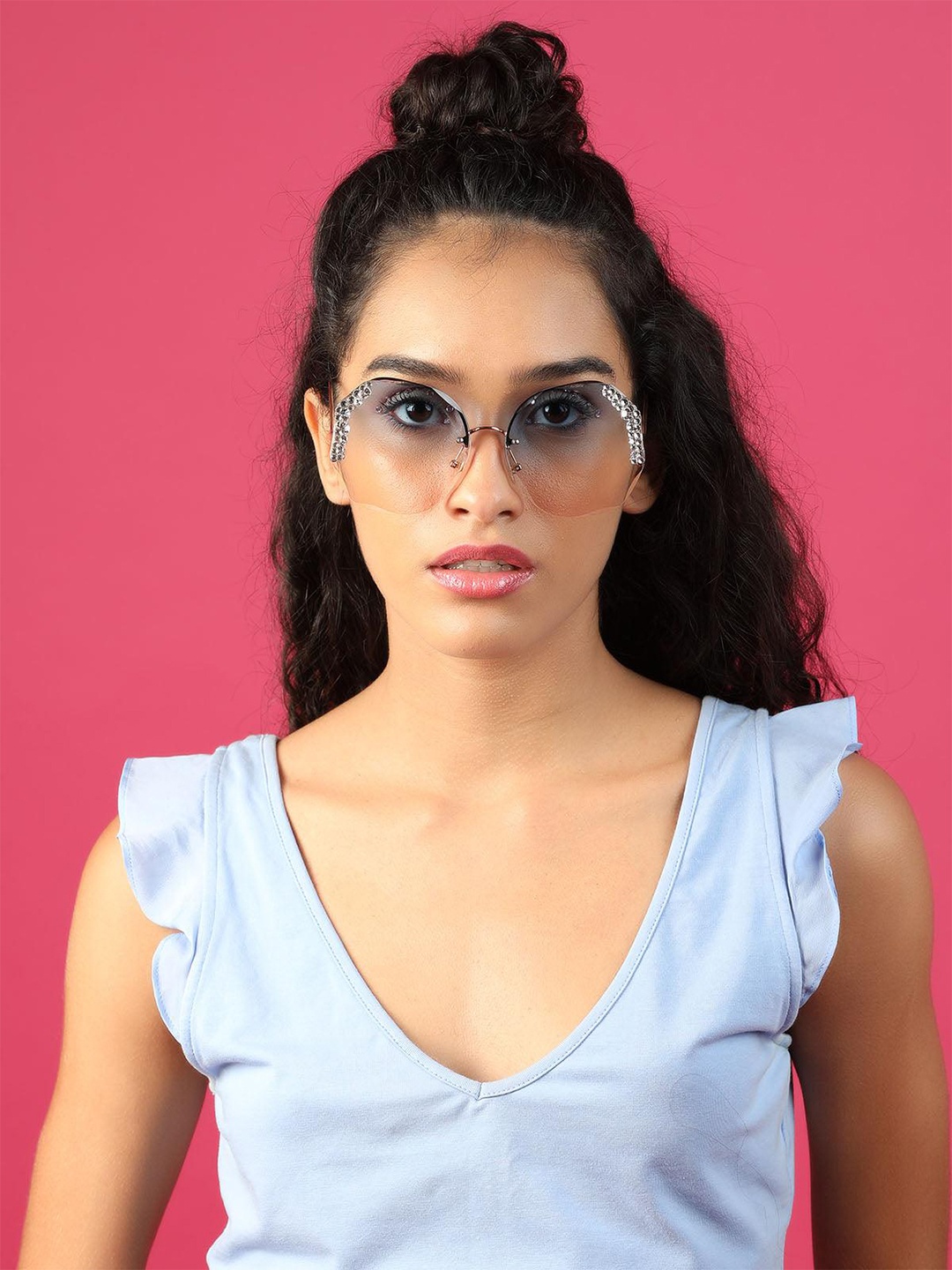 ODETTE Women Oversized Sunglasses With UV Protected Lens, Blue