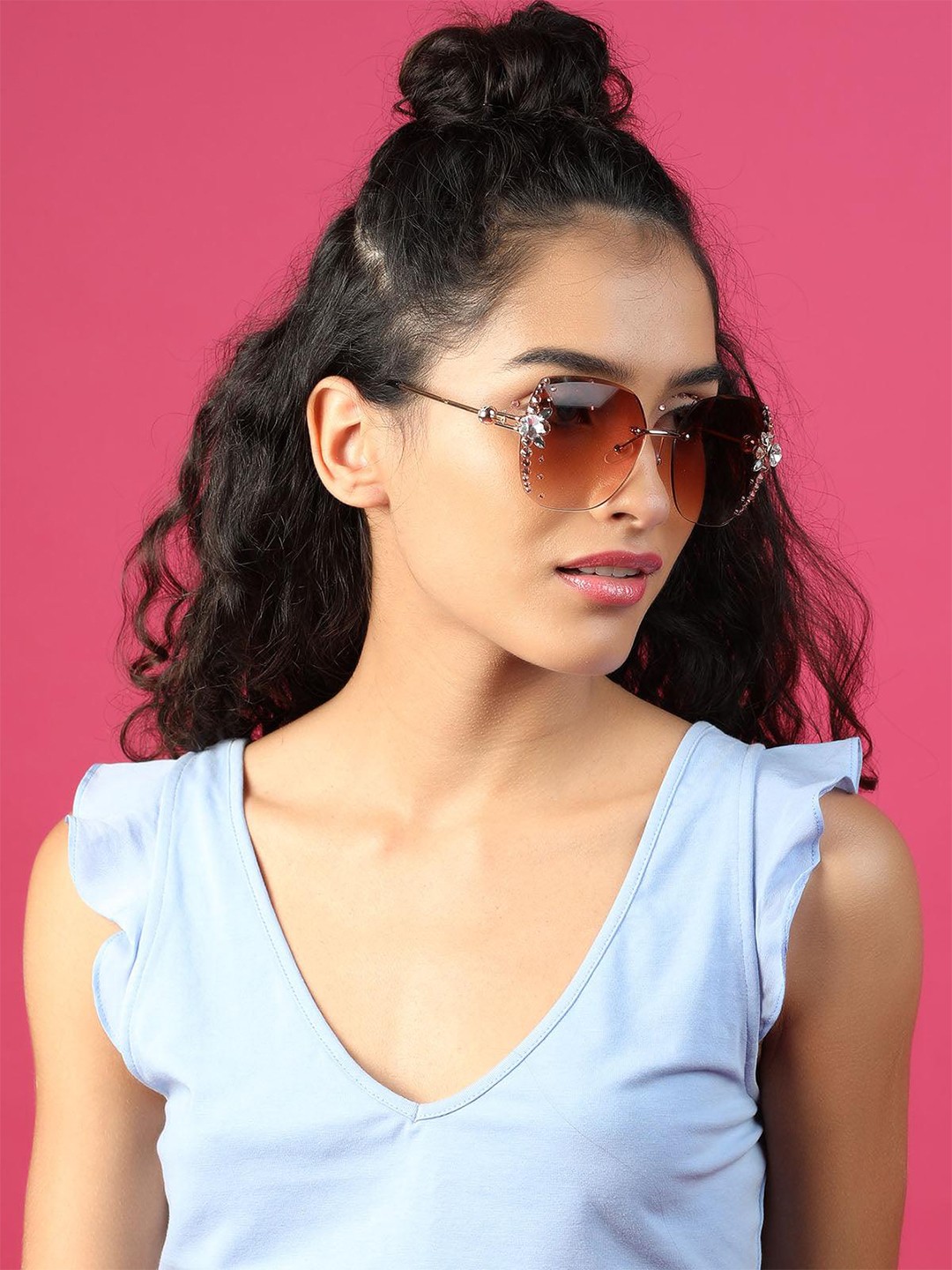 

ODETTE Women Oversized Sunglasses with UV Protected Lens NEW513, Brown