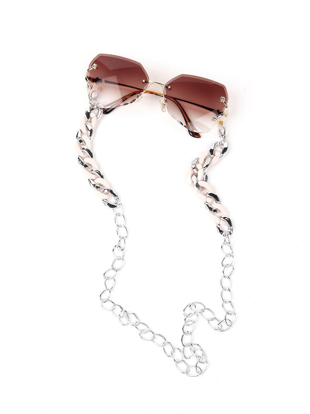 

ODETTE Women Rectangle Sunglass & Chain With UV Protected Lens, Brown