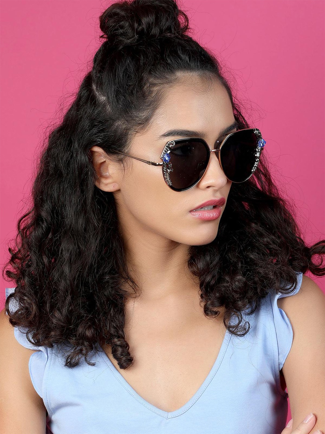 

ODETTE Women Oversized Sunglasses With UV Protected Lens NEW512, Black