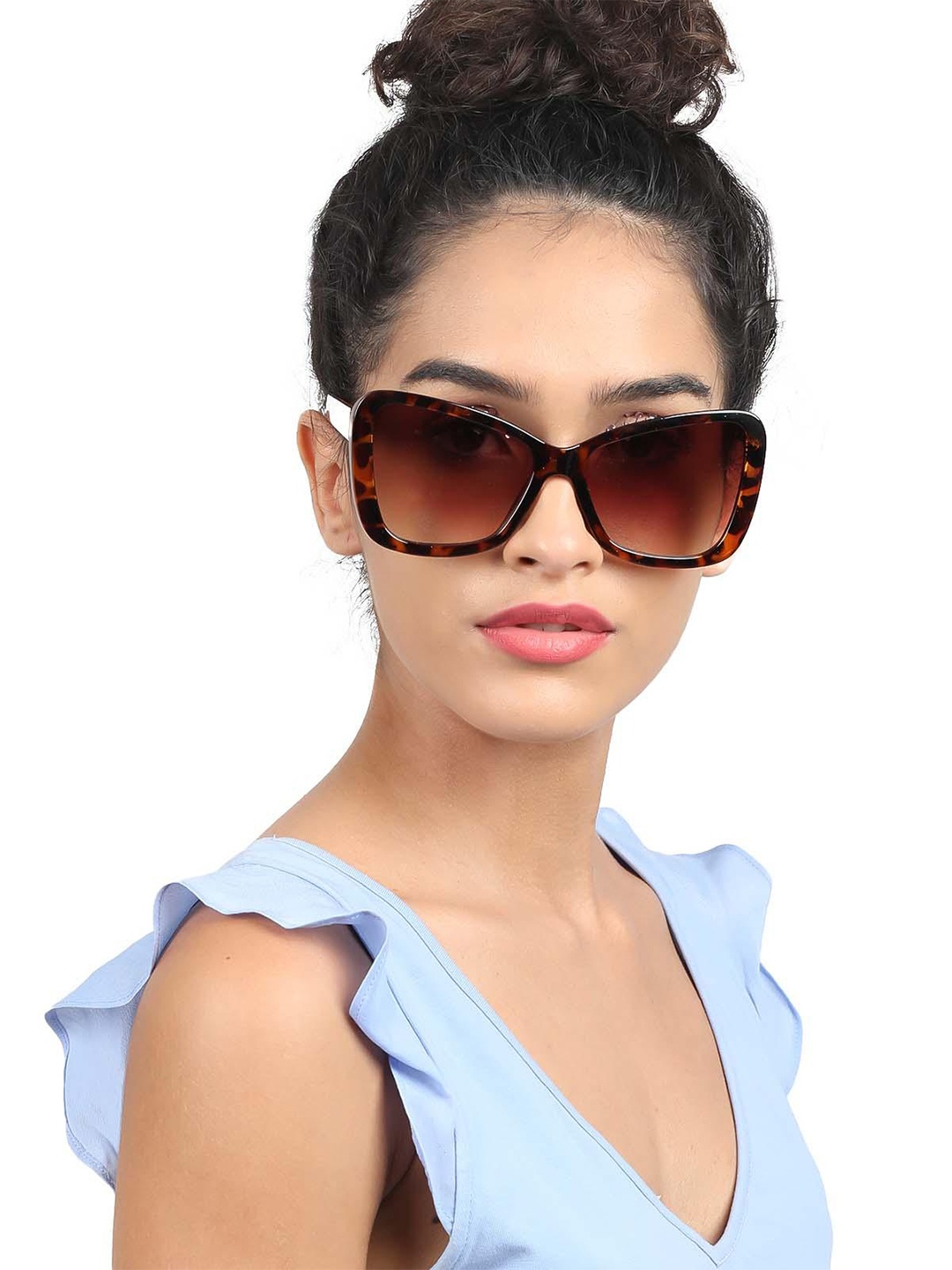 ODETTE Women Rectangle Sunglasses With UV Protected Lens NEW598, Brown