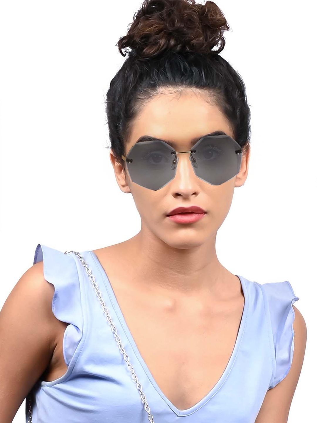 

ODETTE Women Lens & Oversized Sunglasses With UV Protected Lens, Grey
