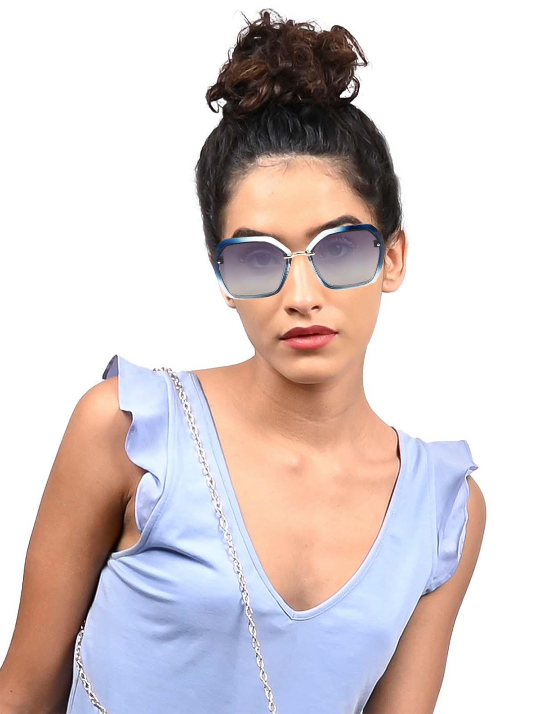 ODETTE Women Oversized Sunglasses with UV Protected Lens NEW162, Blue