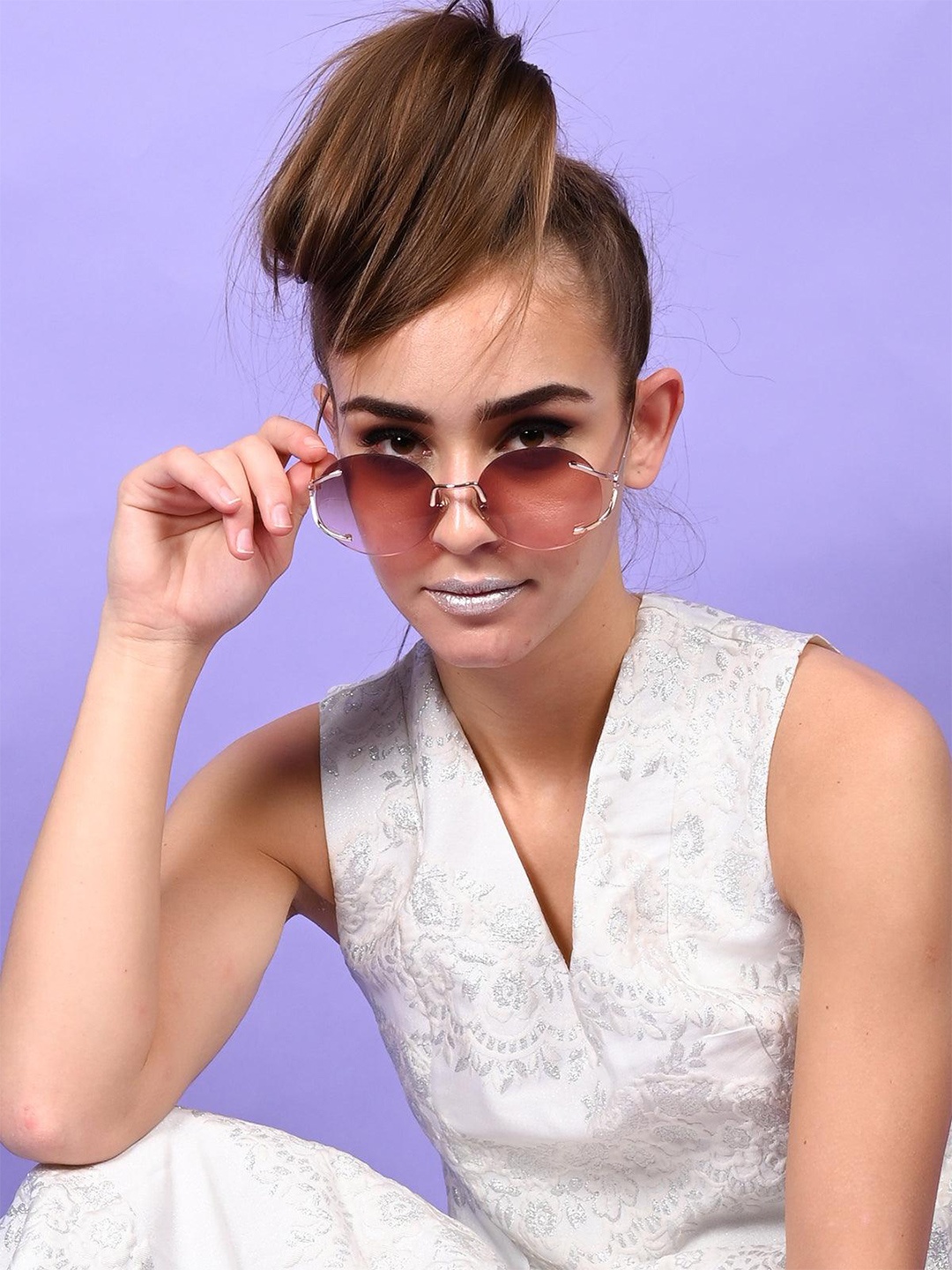 

ODETTE Women Round Sunglasses With UV Protected Lens, Brown