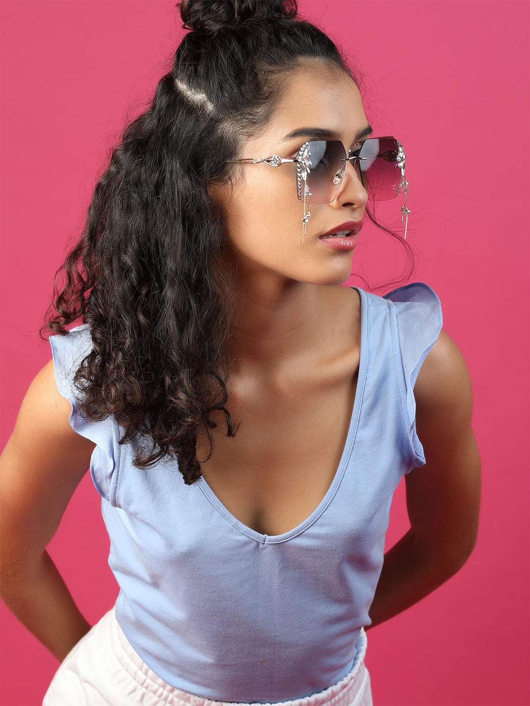 

ODETTE Women Oversized Sunglasses With UV Protected Lens NEW510, Blue