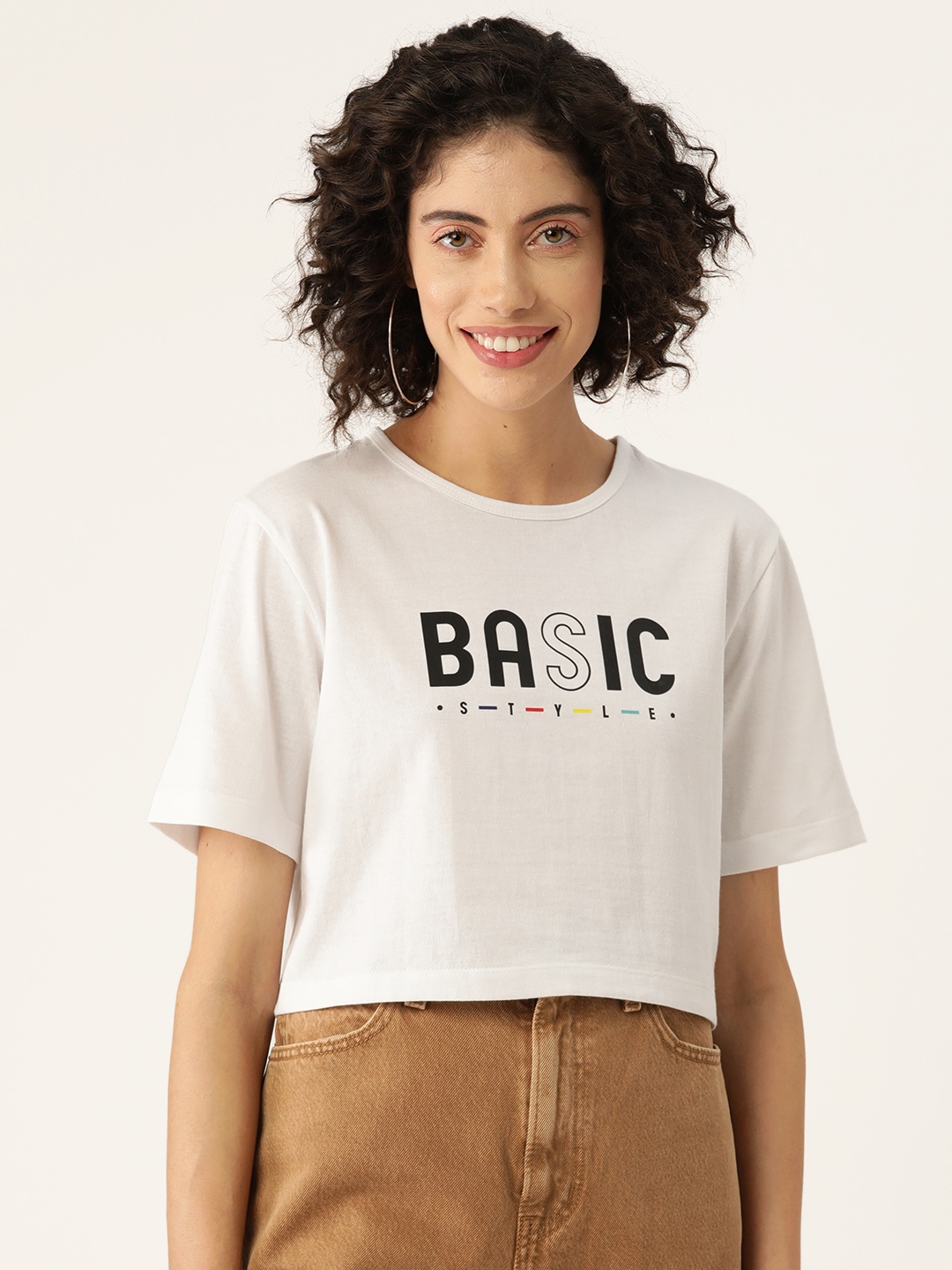 

Slenor Women Typography Printed Regular Fit Crop T-shirt, White