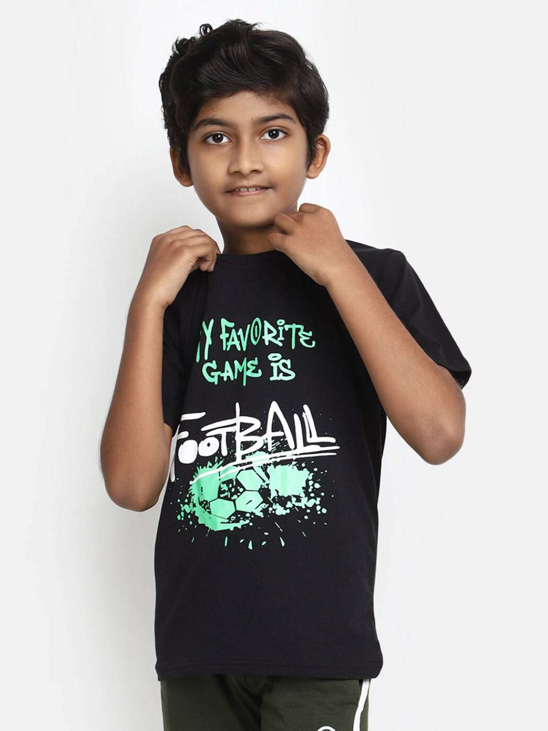 

V-Mart Boys Typography Printed Round Neck Cotton Regular T-shirt, Black