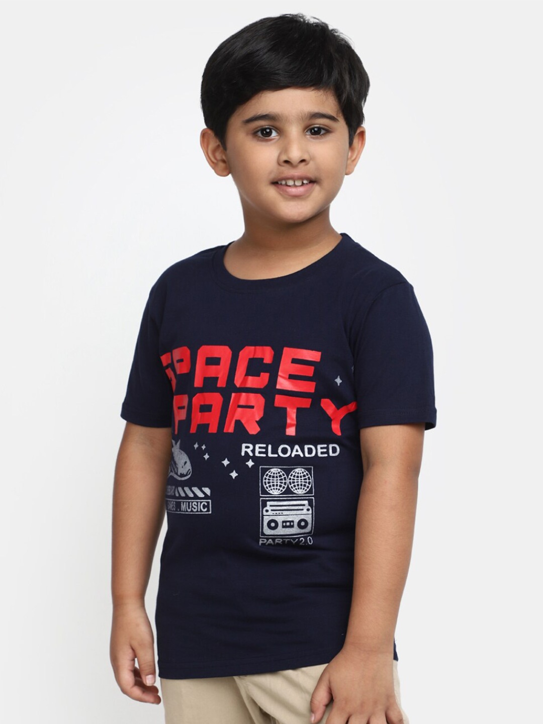 

V-Mart Boys Typography Printed Round Neck Cotton Regular T-shirt, Blue
