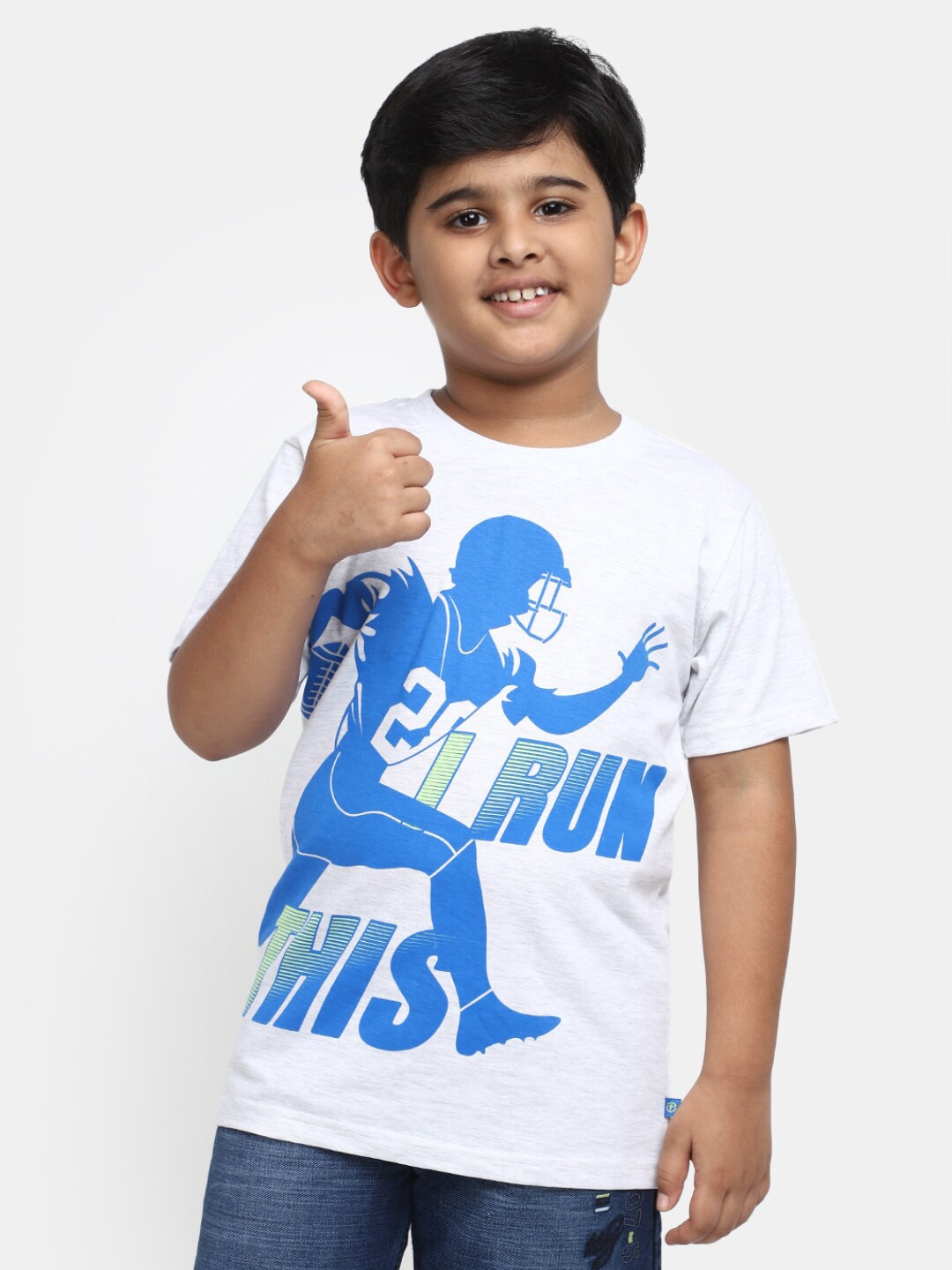 

V-Mart Boys Graphic Printed Cotton T-Shirt, Grey