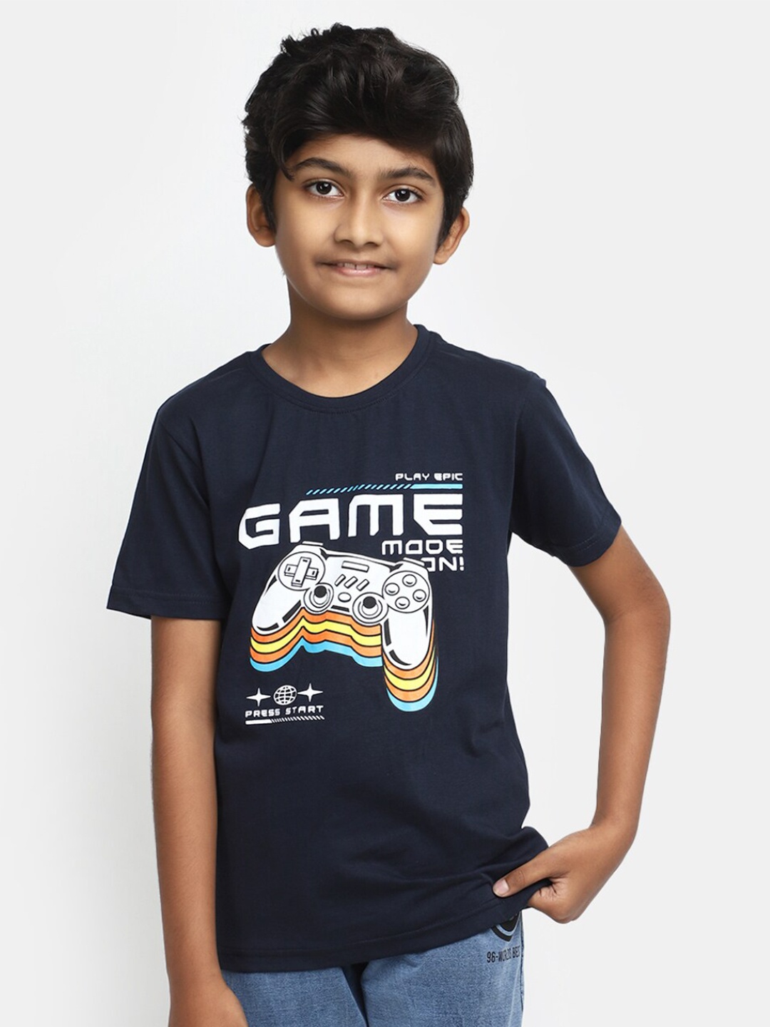 

V-Mart Boys Graphic Printed Cotton Casual T-shirt, Blue