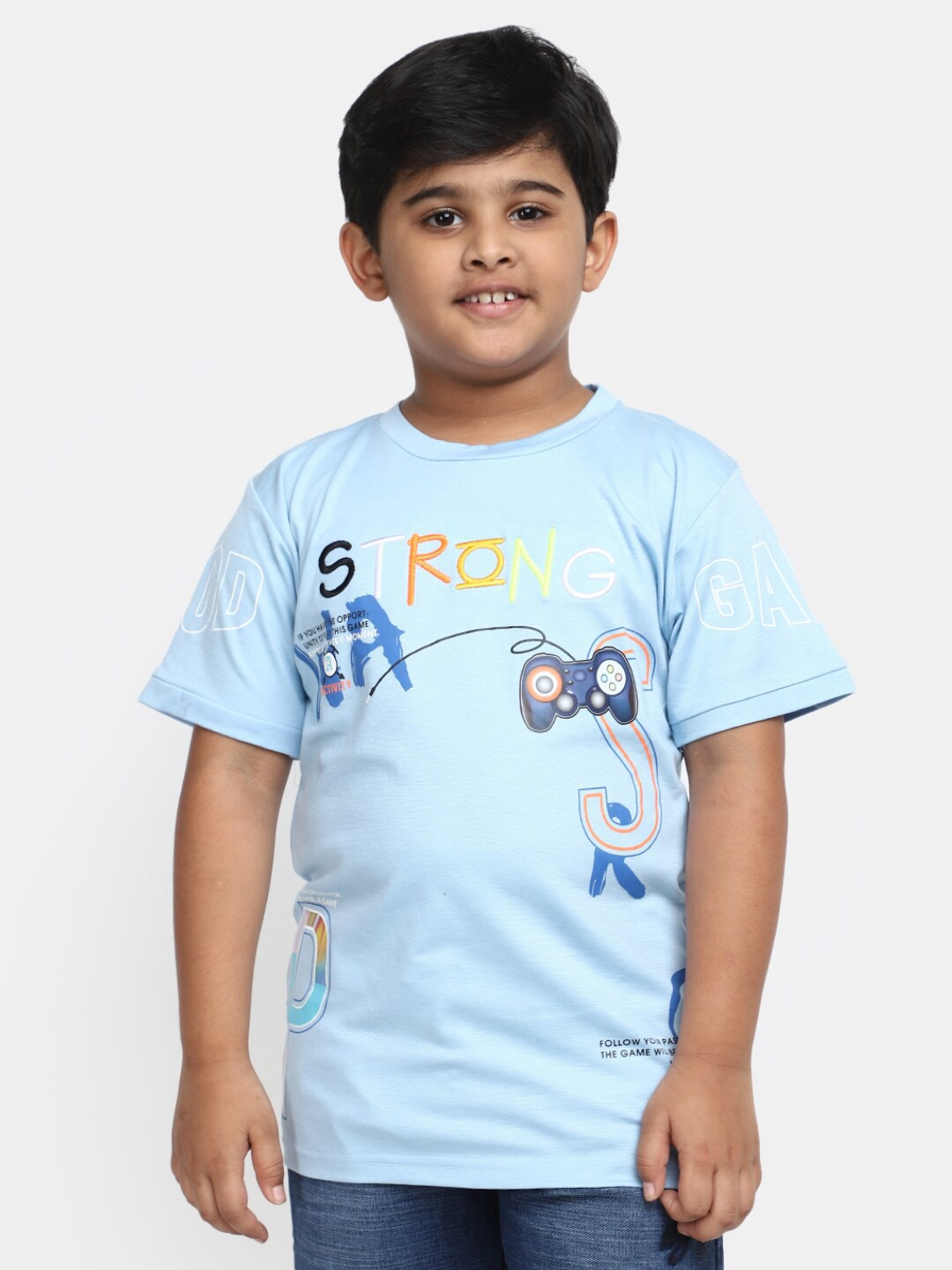 

V-Mart Boys Graphic Printed Cotton Casual T-shirt, Blue