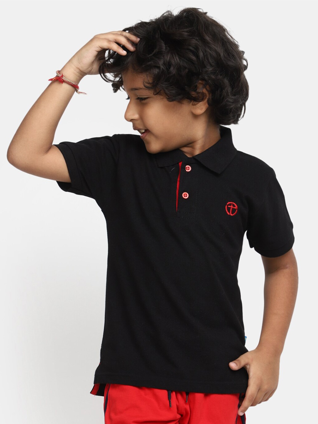 

V-Mart Boys Polo Collar Cotton T-Shirt, Black