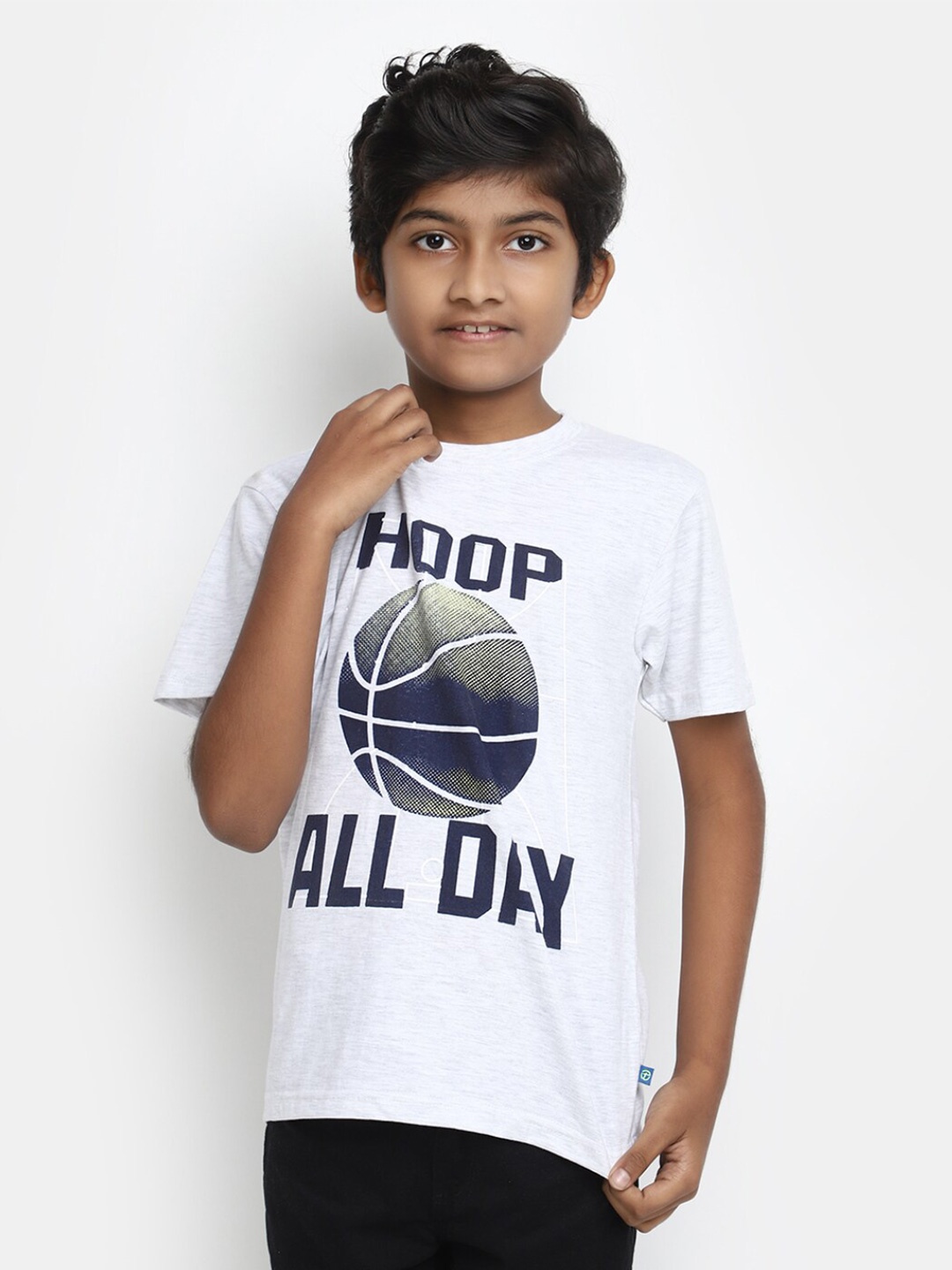 

V-Mart Boys Typography Printed Round Neck Cotton Regular T-shirt, Grey