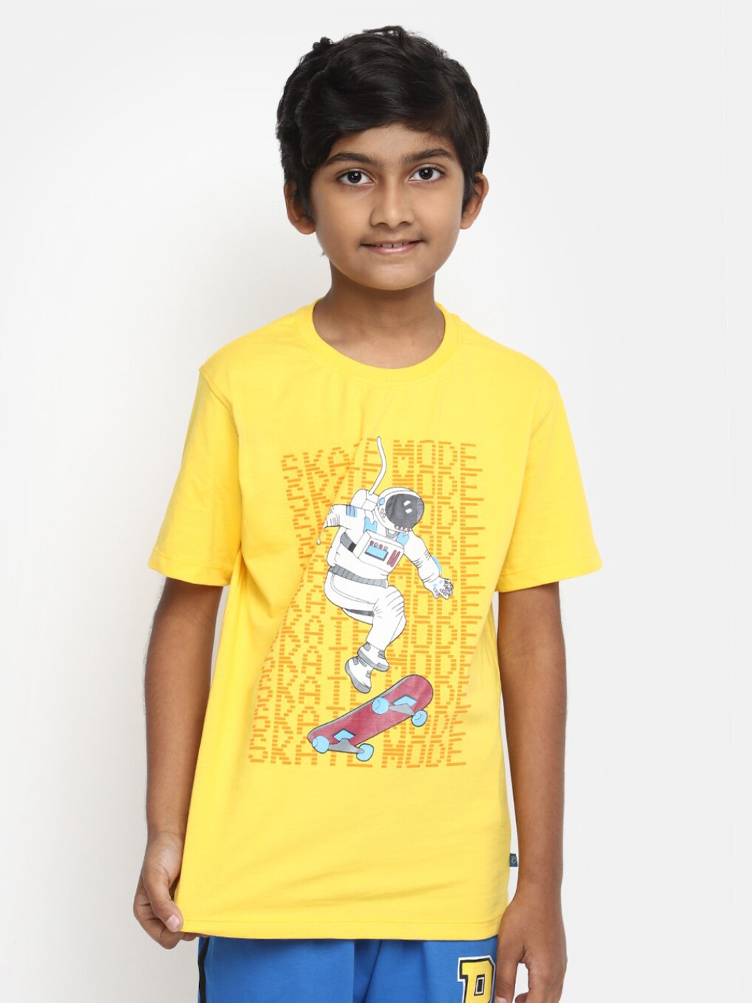 

V-Mart Boys Graphic Cotton T-Shirt, Yellow