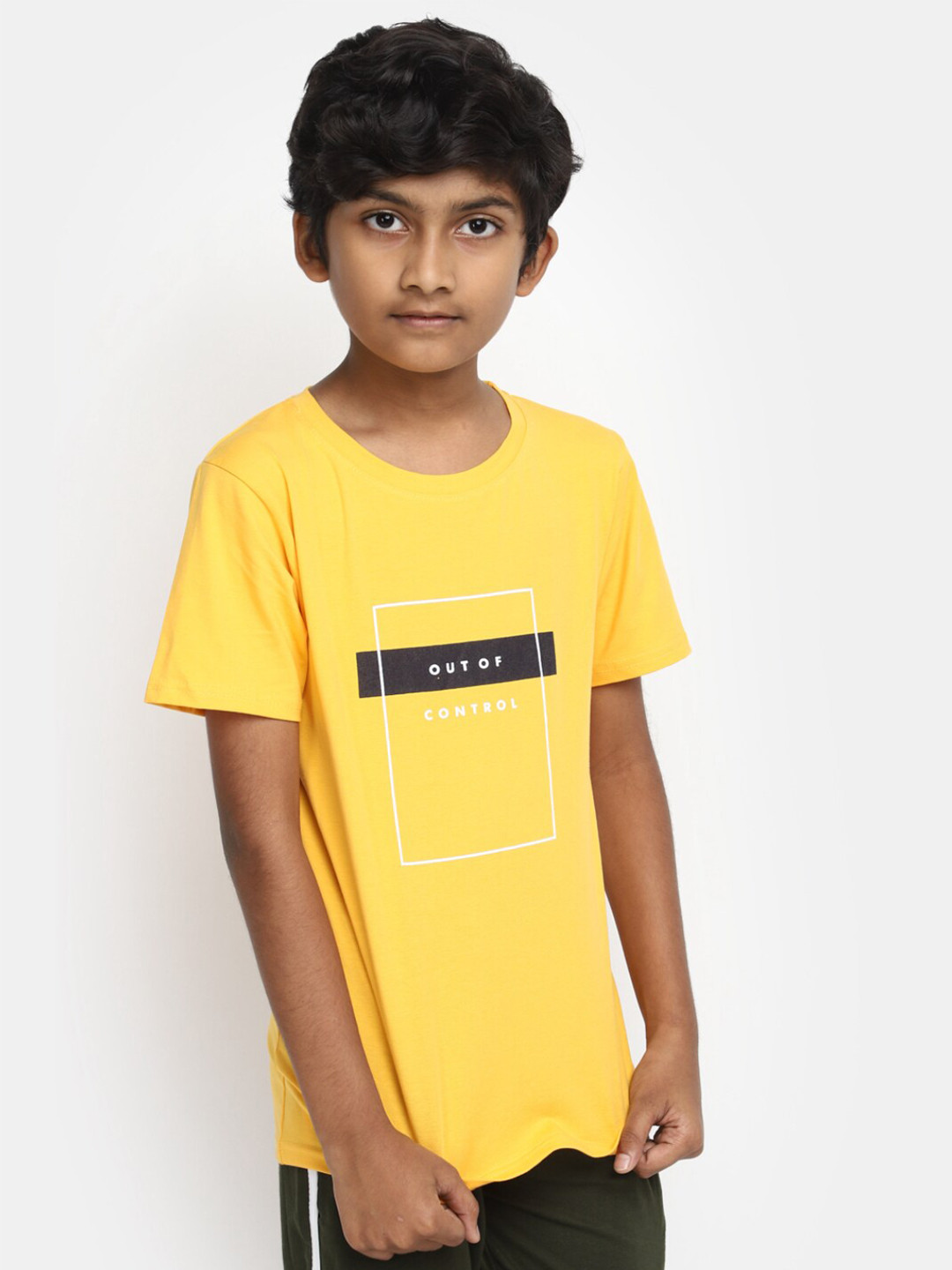 

V-Mart Boys Typography Printed Round Neck Cotton Regular T-shirt, Gold