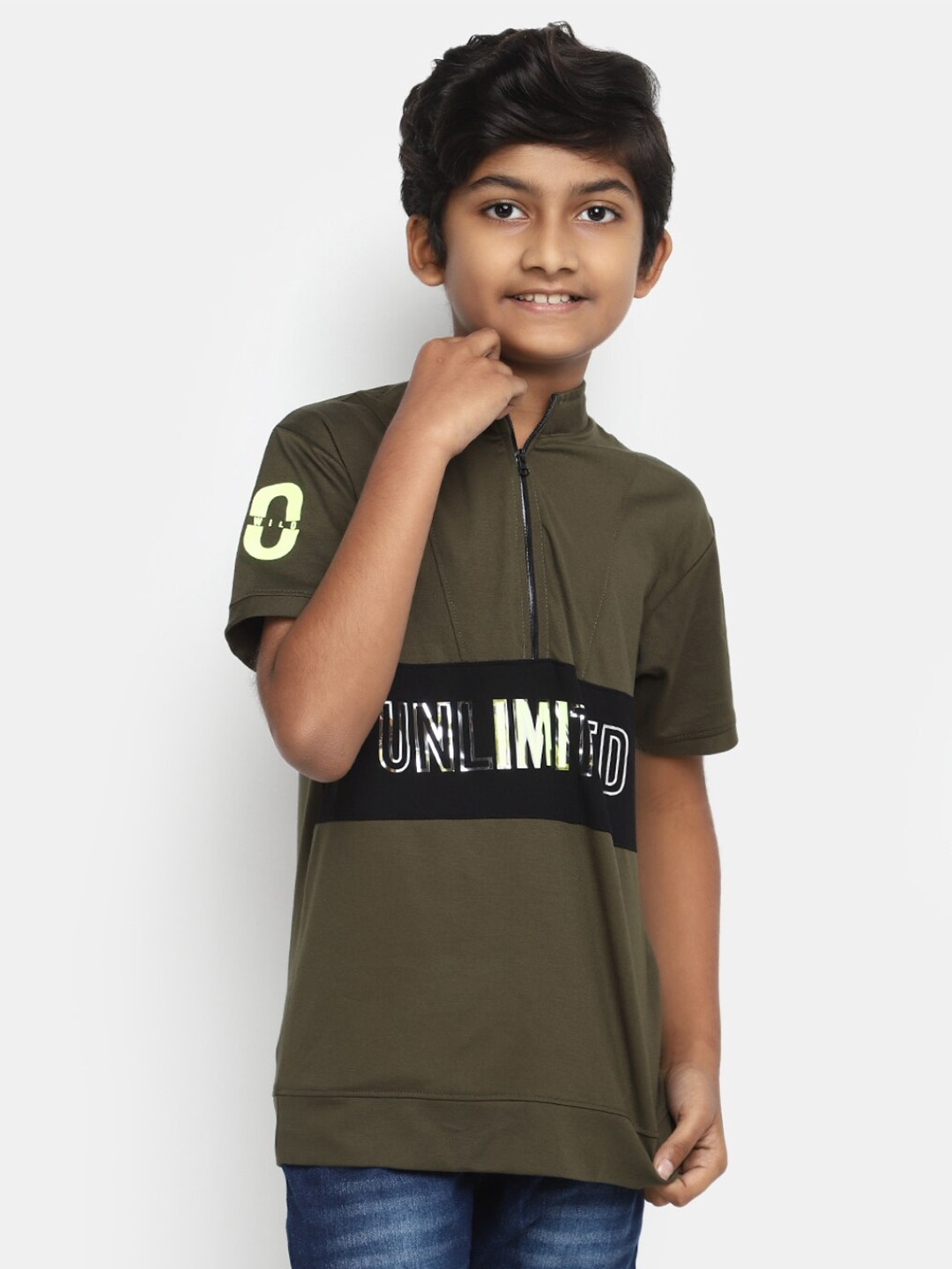 

V-Mart Boys Typography Printed Cotton T-shirt, Green