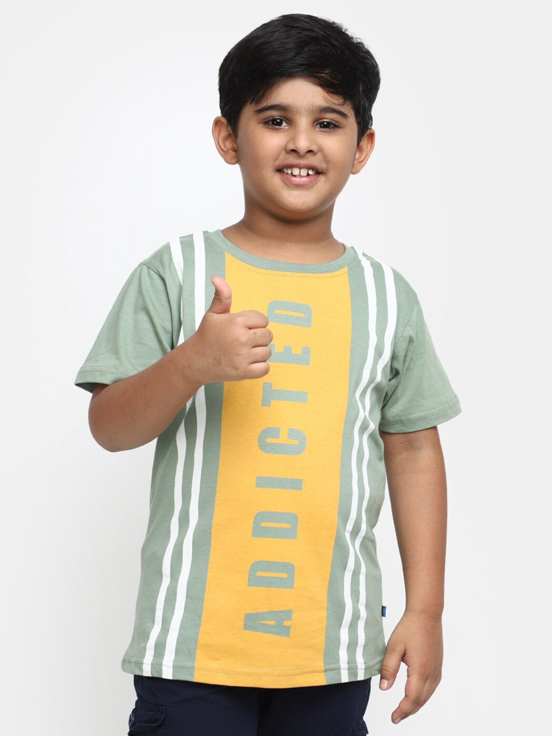 

V-Mart Boys Typography Printed Cotton T-shirt, Green
