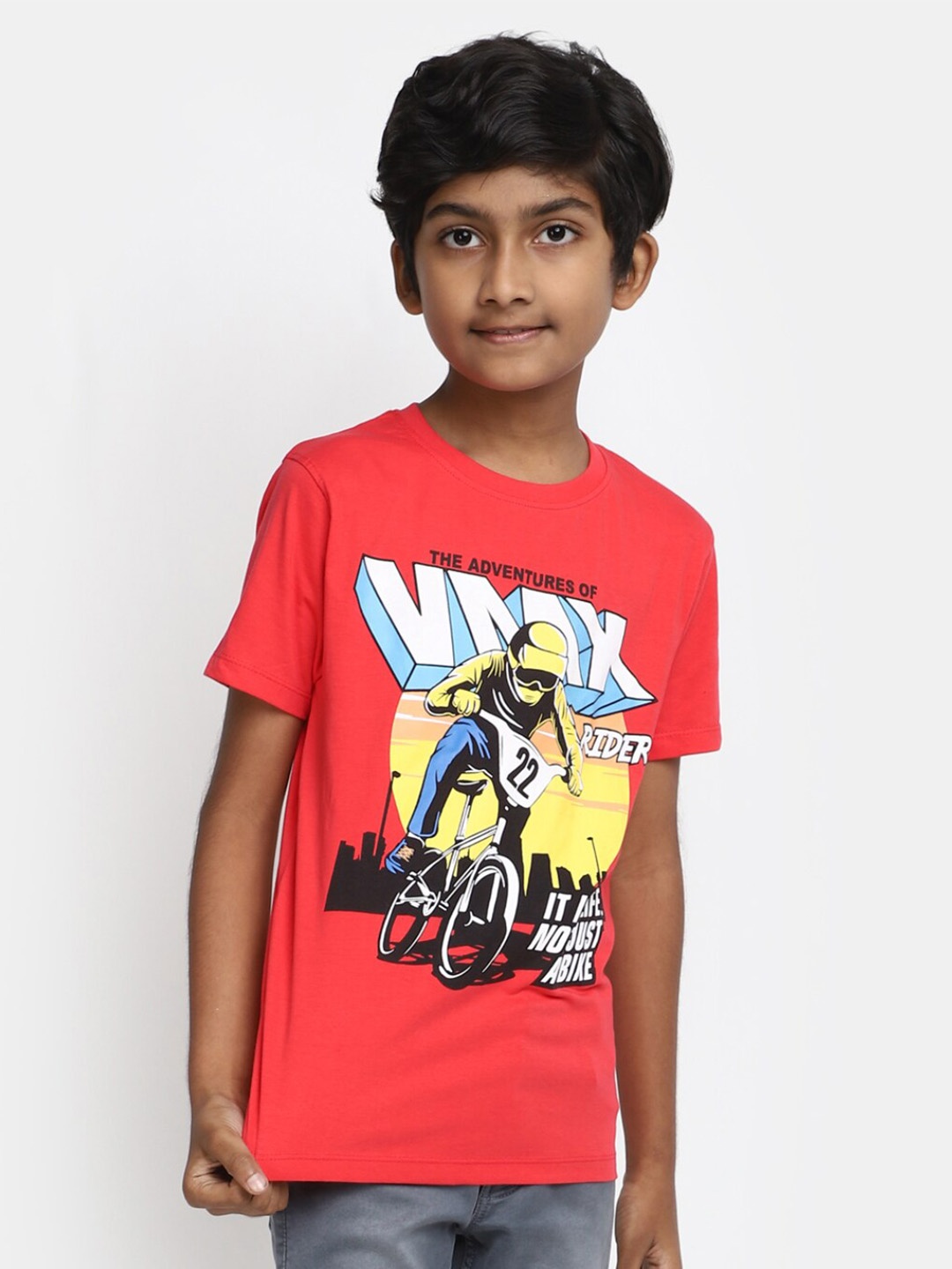 

V-Mart Boys Graphic Printed Cotton T-shirt, Orange