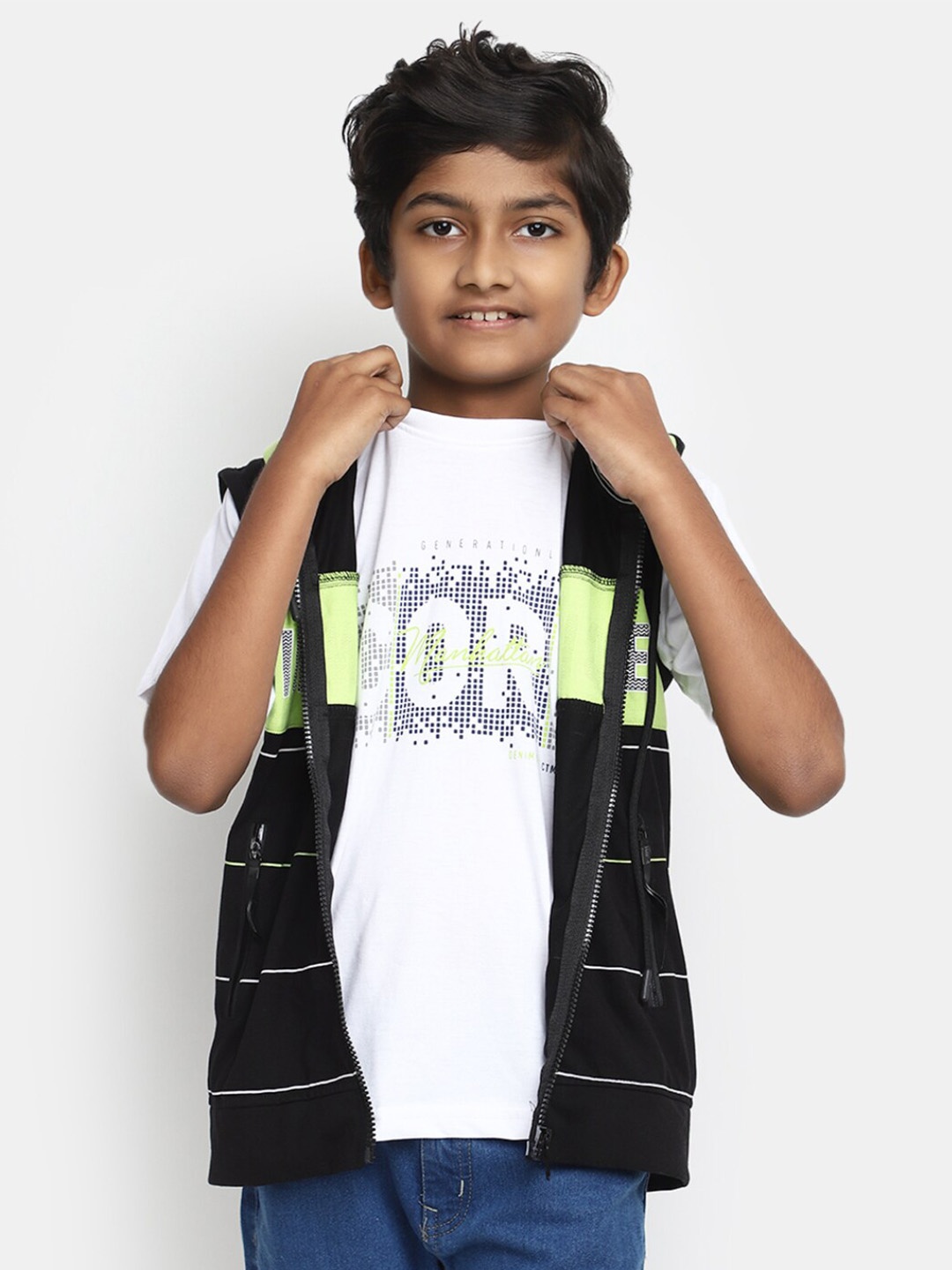 

V-Mart Boys Typography Printed Hooded Cotton Sweatshirt, Green