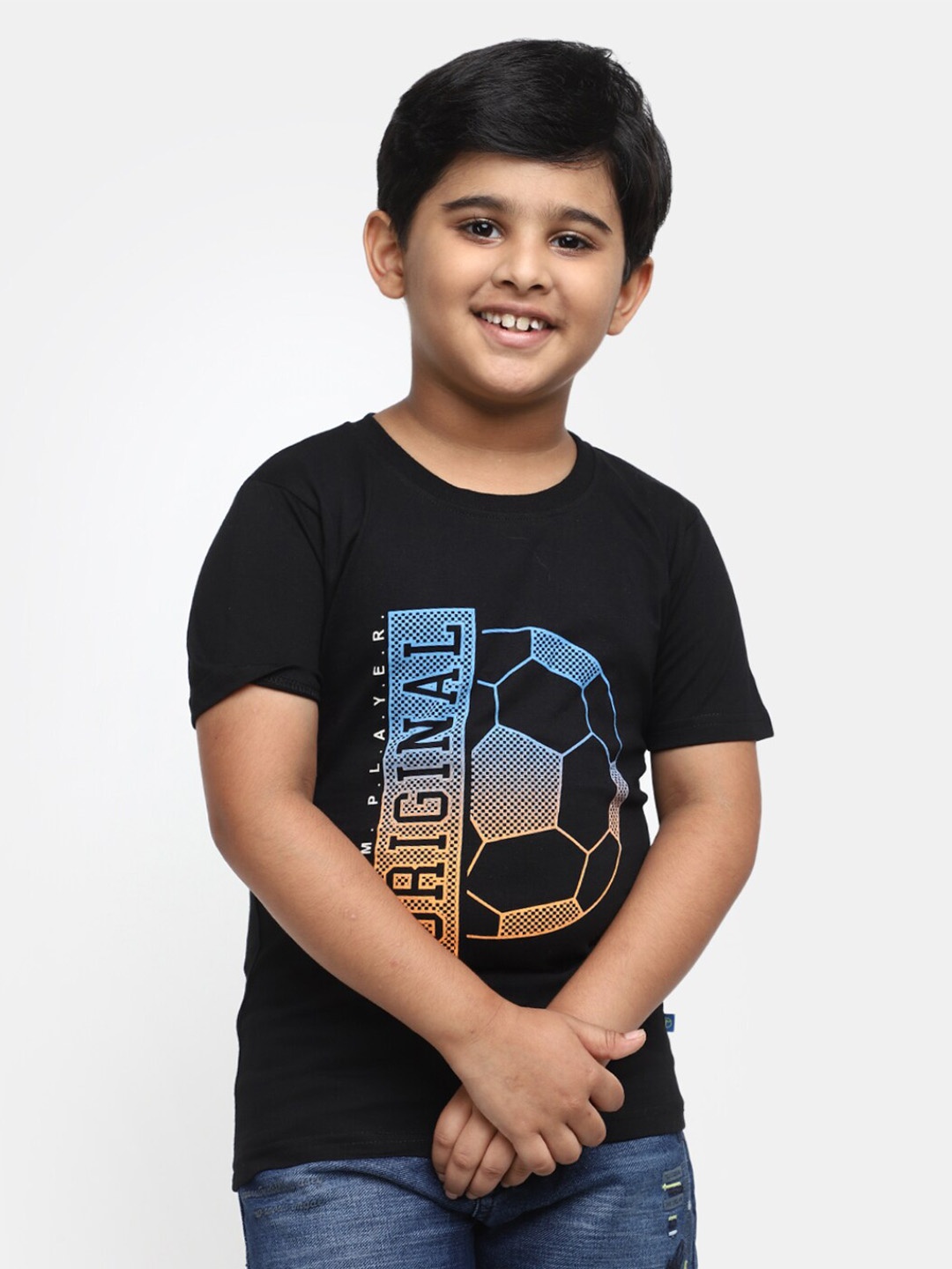 

V-Mart Boys Graphic Printed Cotton T-Shirt, Black