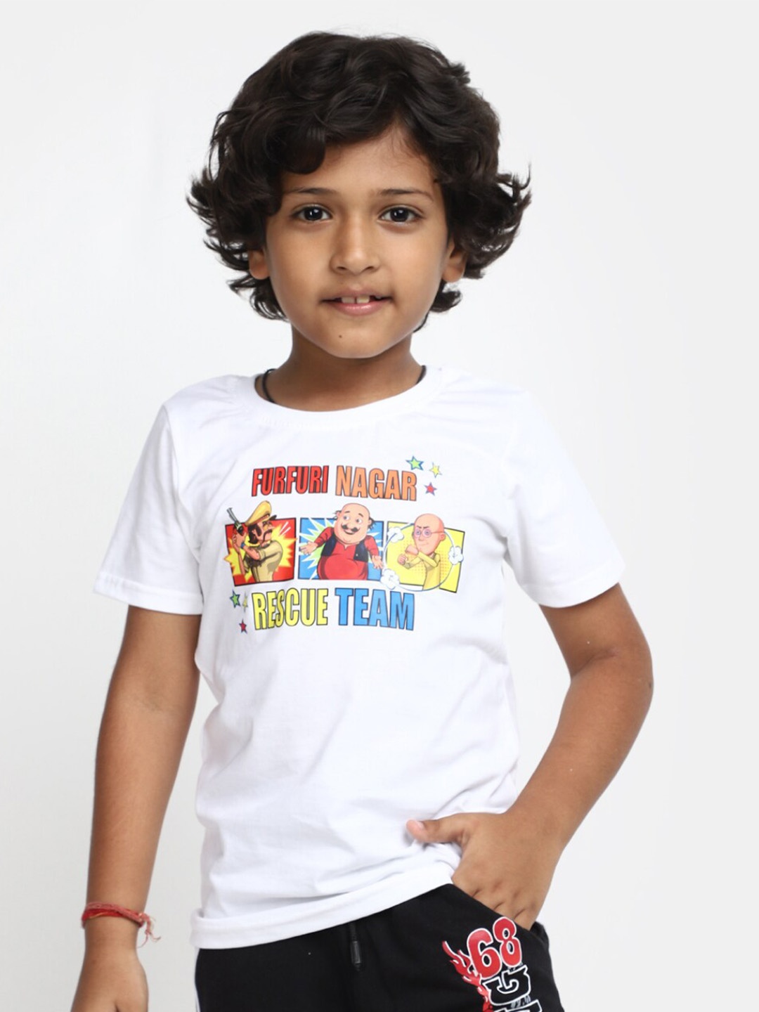 

V-Mart Boys Graphic Printed Cotton T-shirt, White
