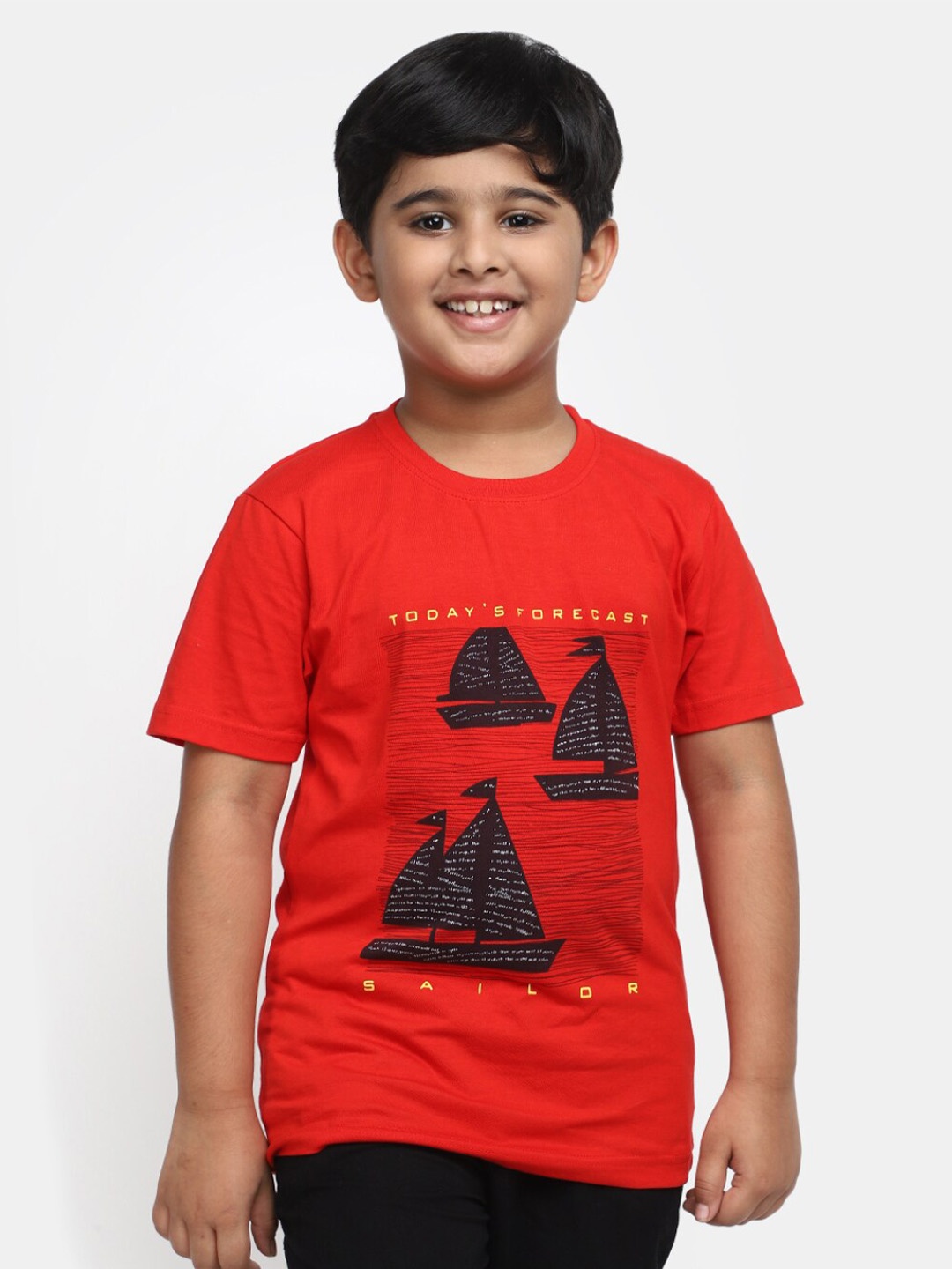 

V-Mart Boys Graphic Printed Cotton Casual T-shirt, Red