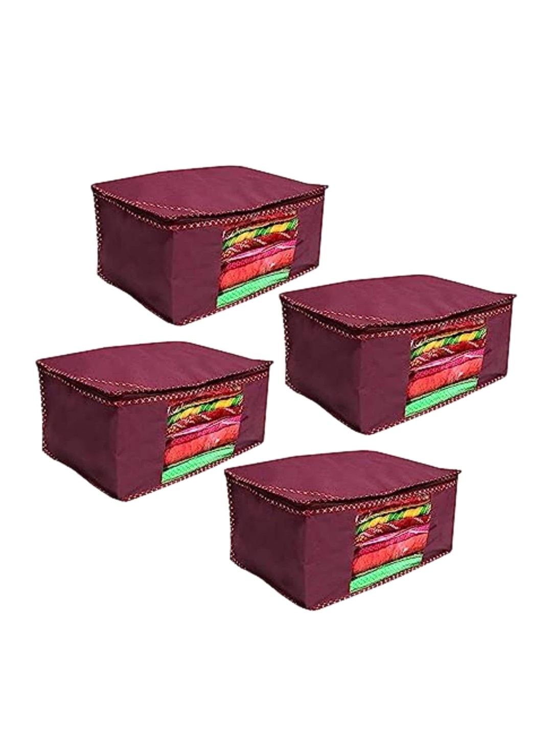 

Fashion Bizz Maroon 4 Pieces Printed Saree Organizers
