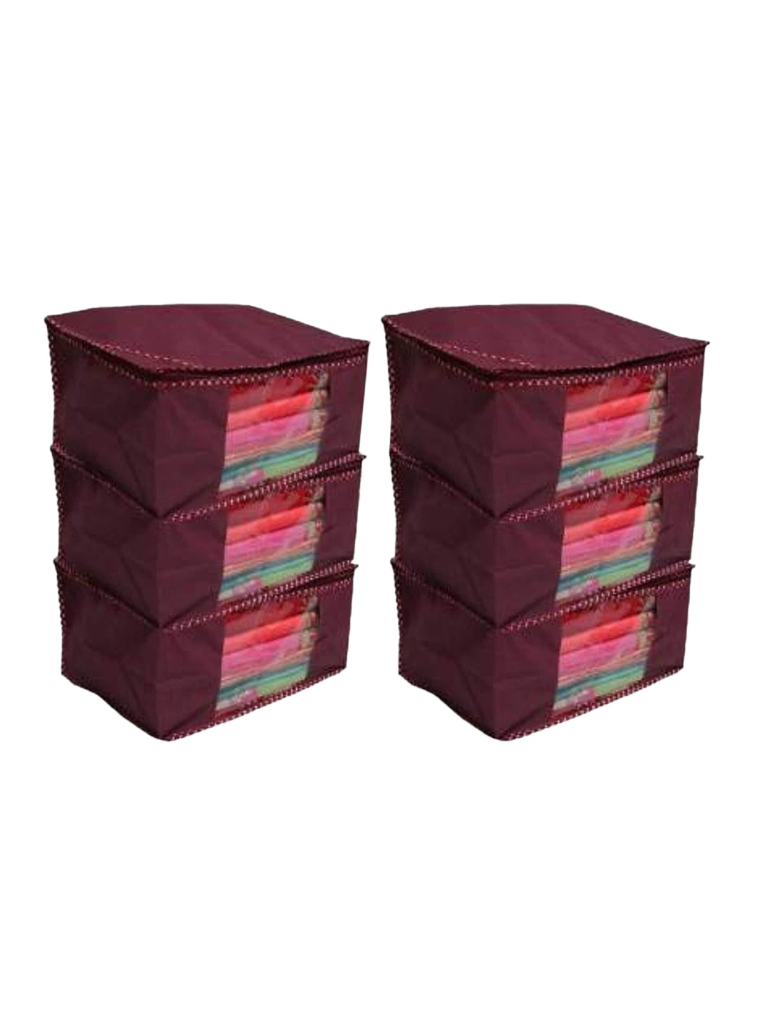 

Fashion Bizz Maroon 6 Pieces Printed Saree Organizers